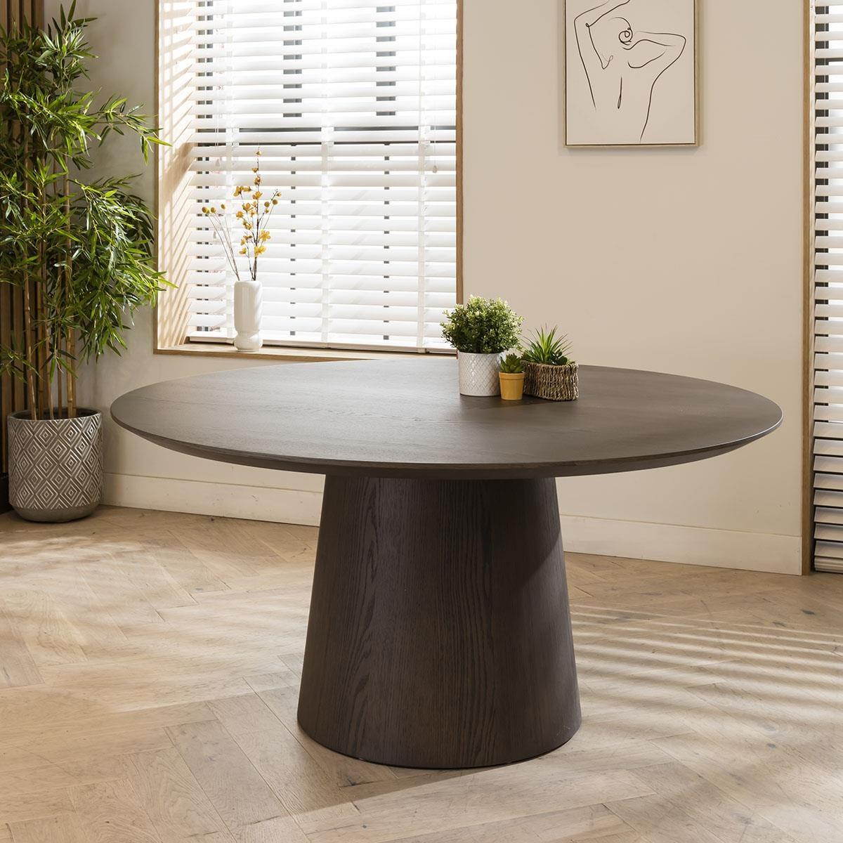 6 Seater Round Dining Table And Carver Chair Dining Set For Six Grey – image 6