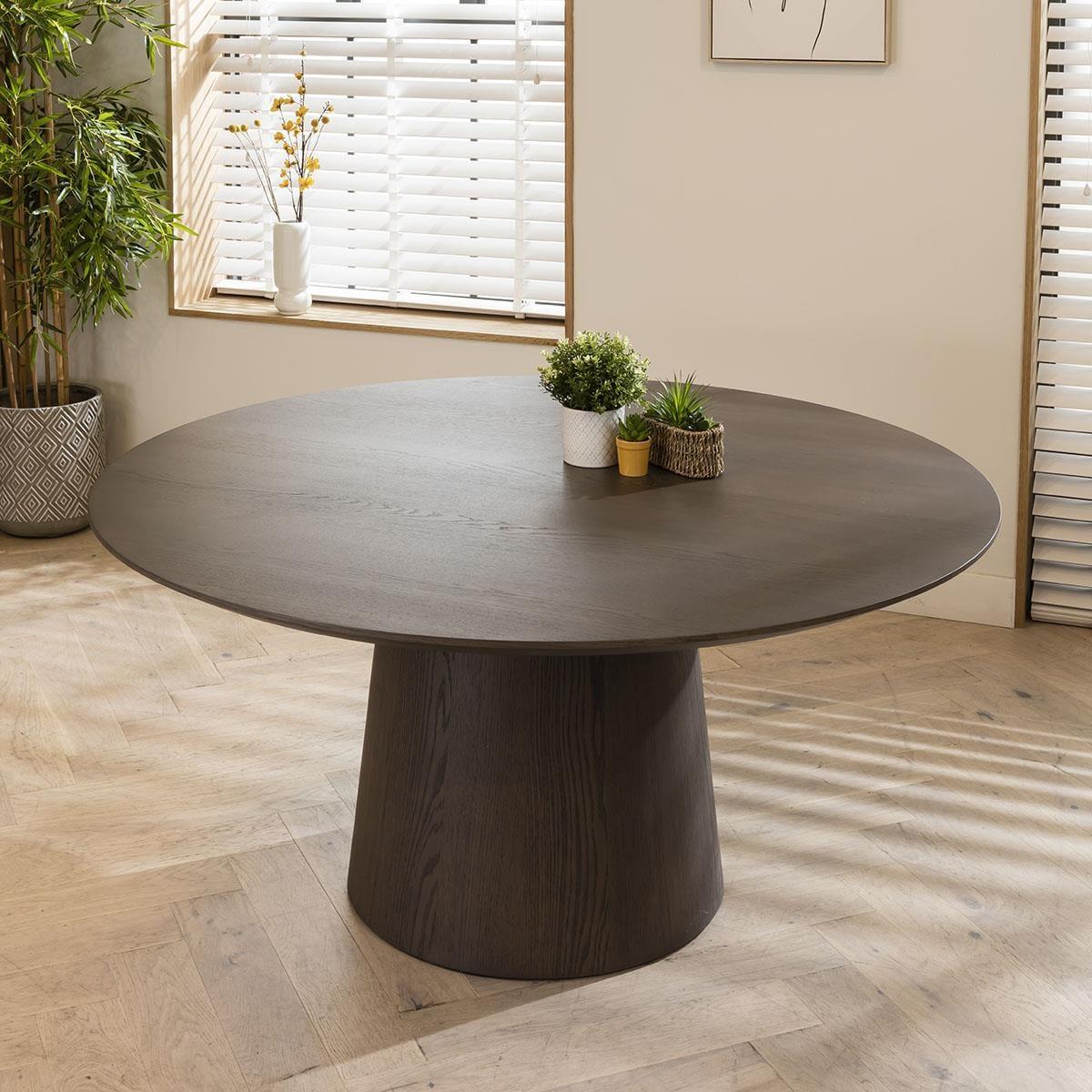 6 Seater Round Dining Table And Carver Chair Dining Set For Six Grey – image 7