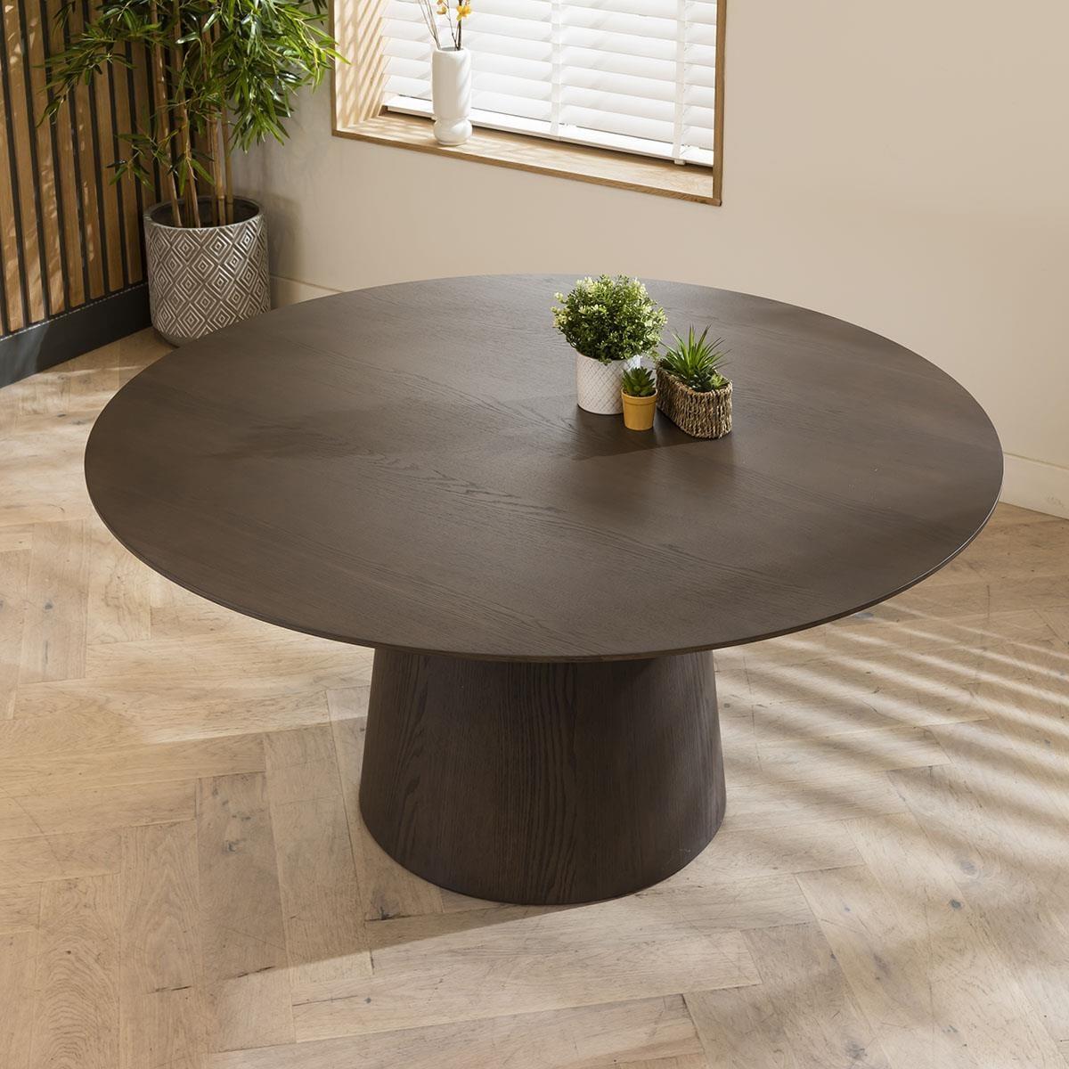 6 Seater Round Dining Table And Carver Chair Dining Set For Six Grey – image 8