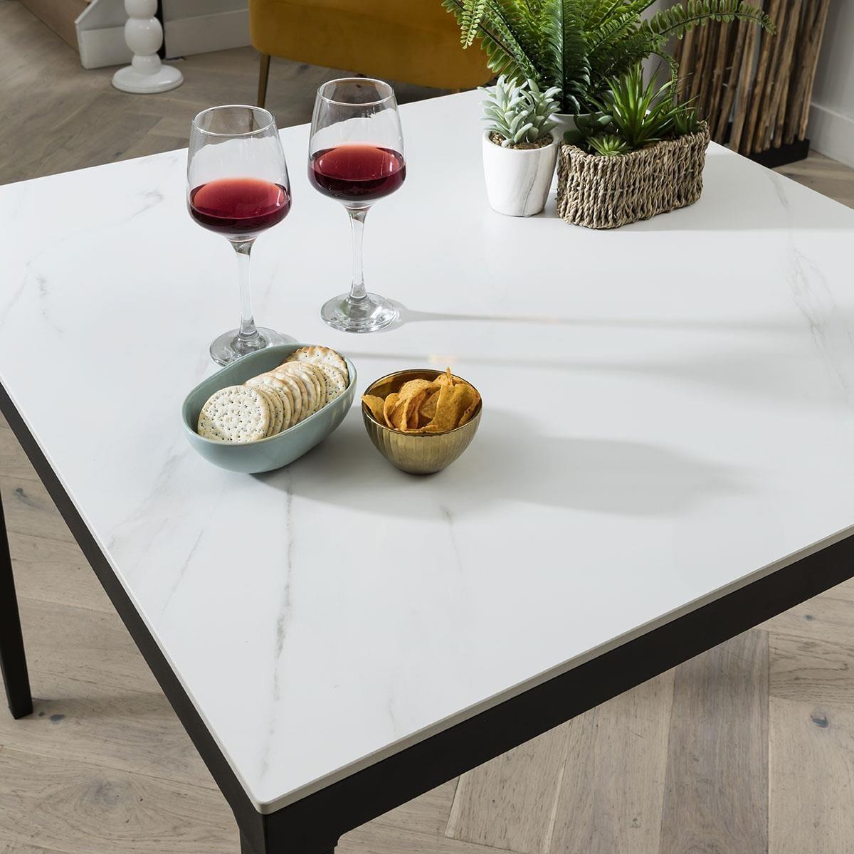 2 Seater Modern Bistro Dining Set - White Ceramic Table & Grey Chairs – image 2