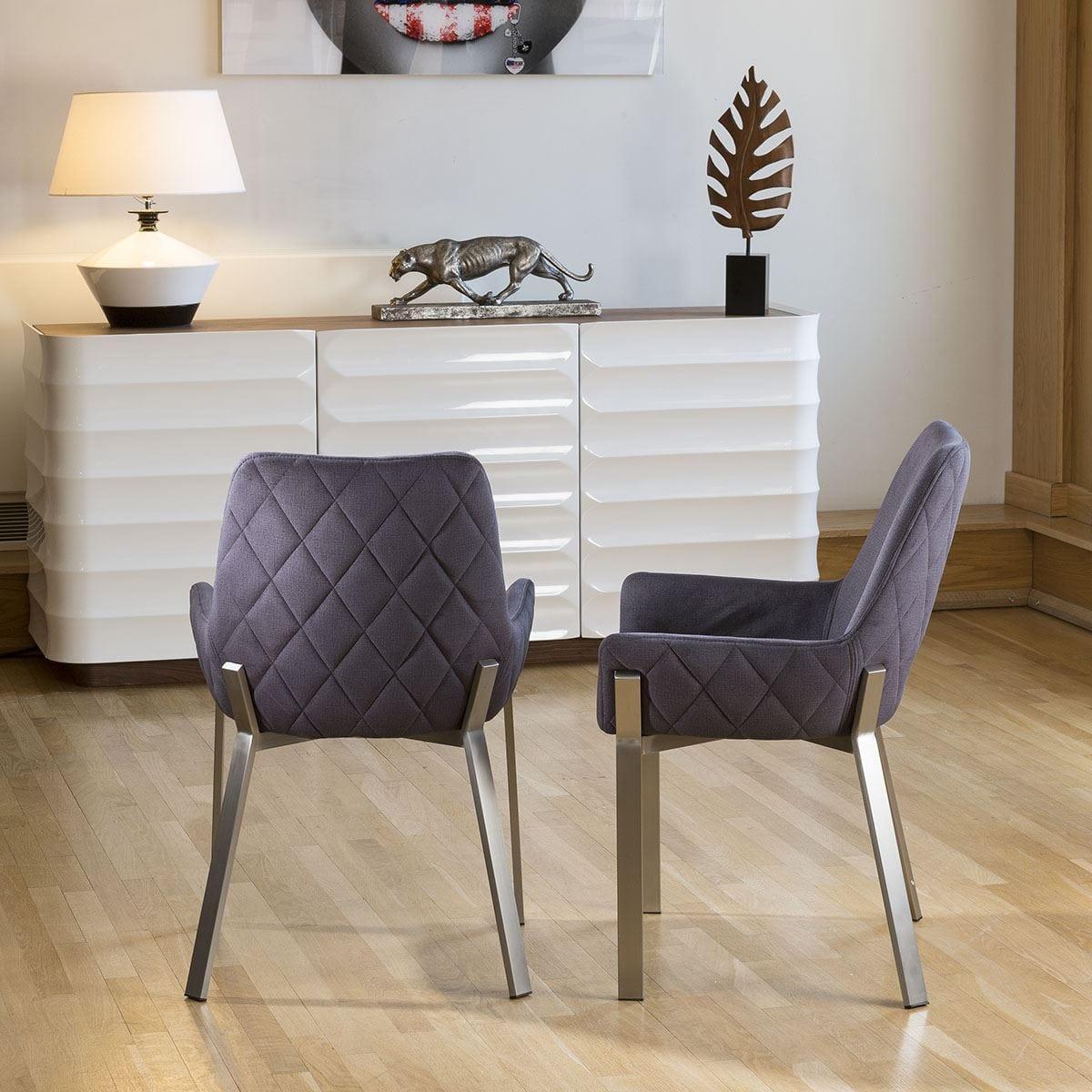 Large Modern 8 Seater Square Chrome Dining Set White Gloss Charcoal – image 5