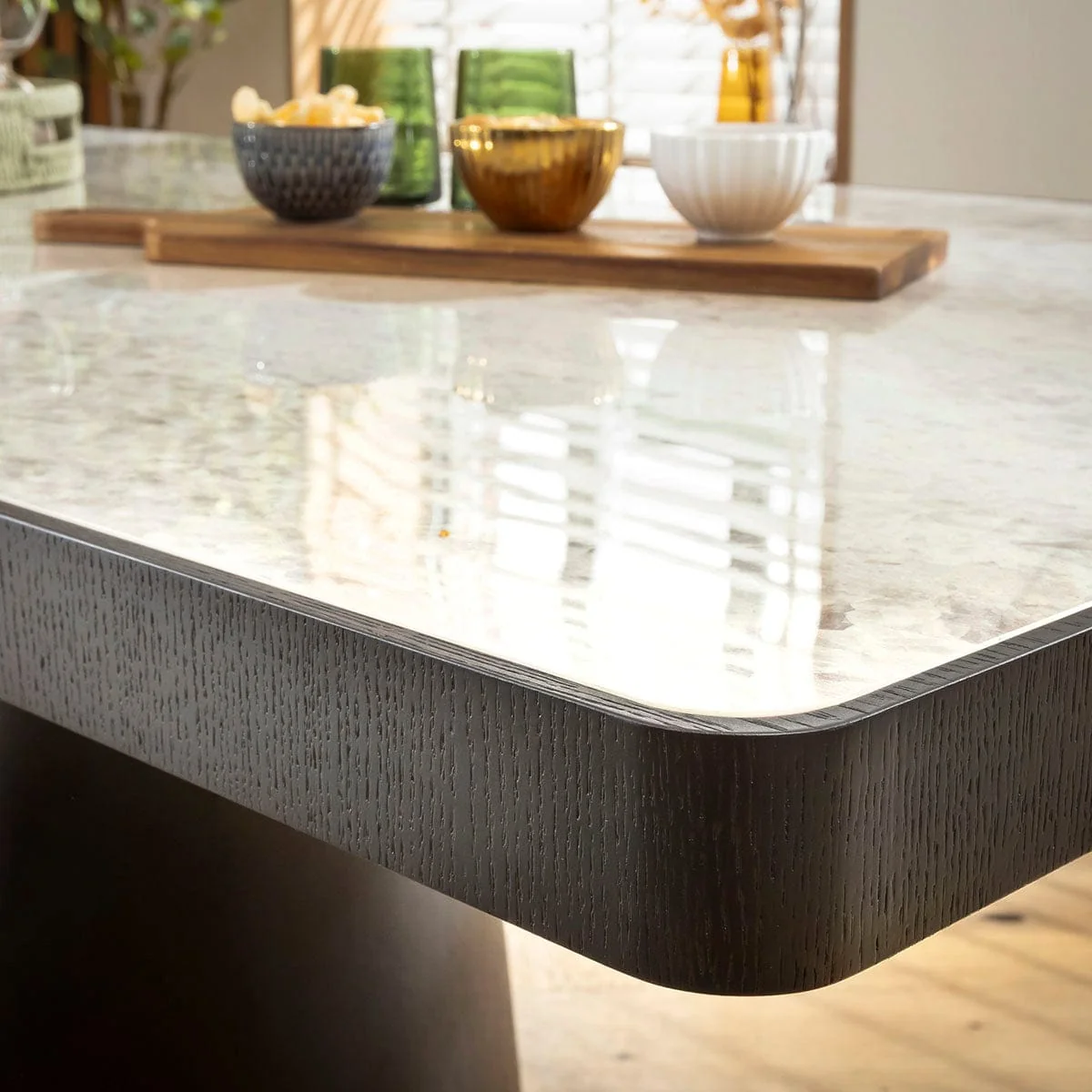 Modern Ceramic Marble Dining Table and Chairs 8 Seater Set Grey – image 3