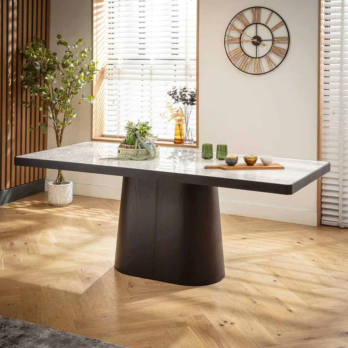 Modern Ceramic Marble Dining Table and Chairs 8 Seater Set Grey – image 4