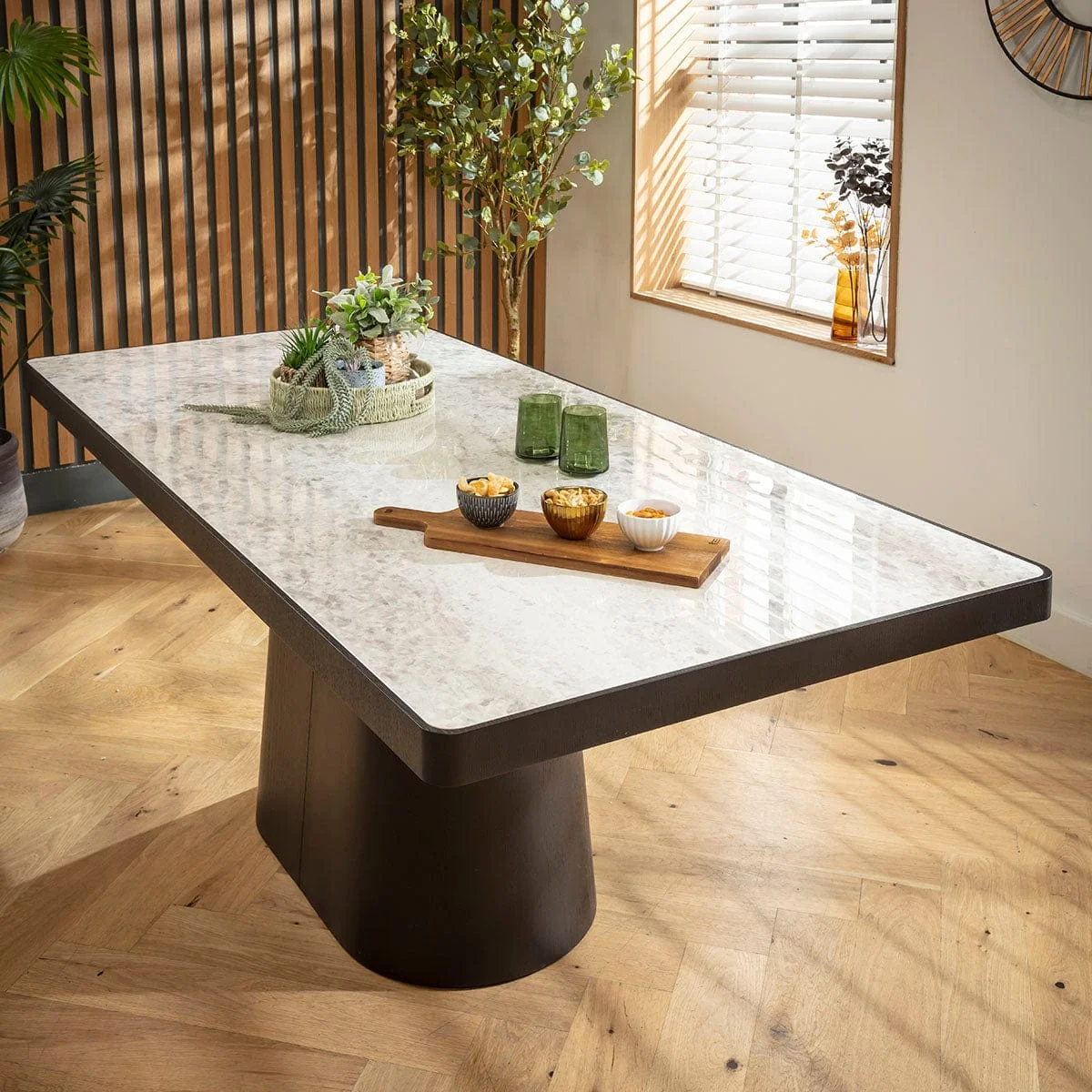 Modern Ceramic Marble Dining Table and Chairs 8 Seater Set Grey – image 5
