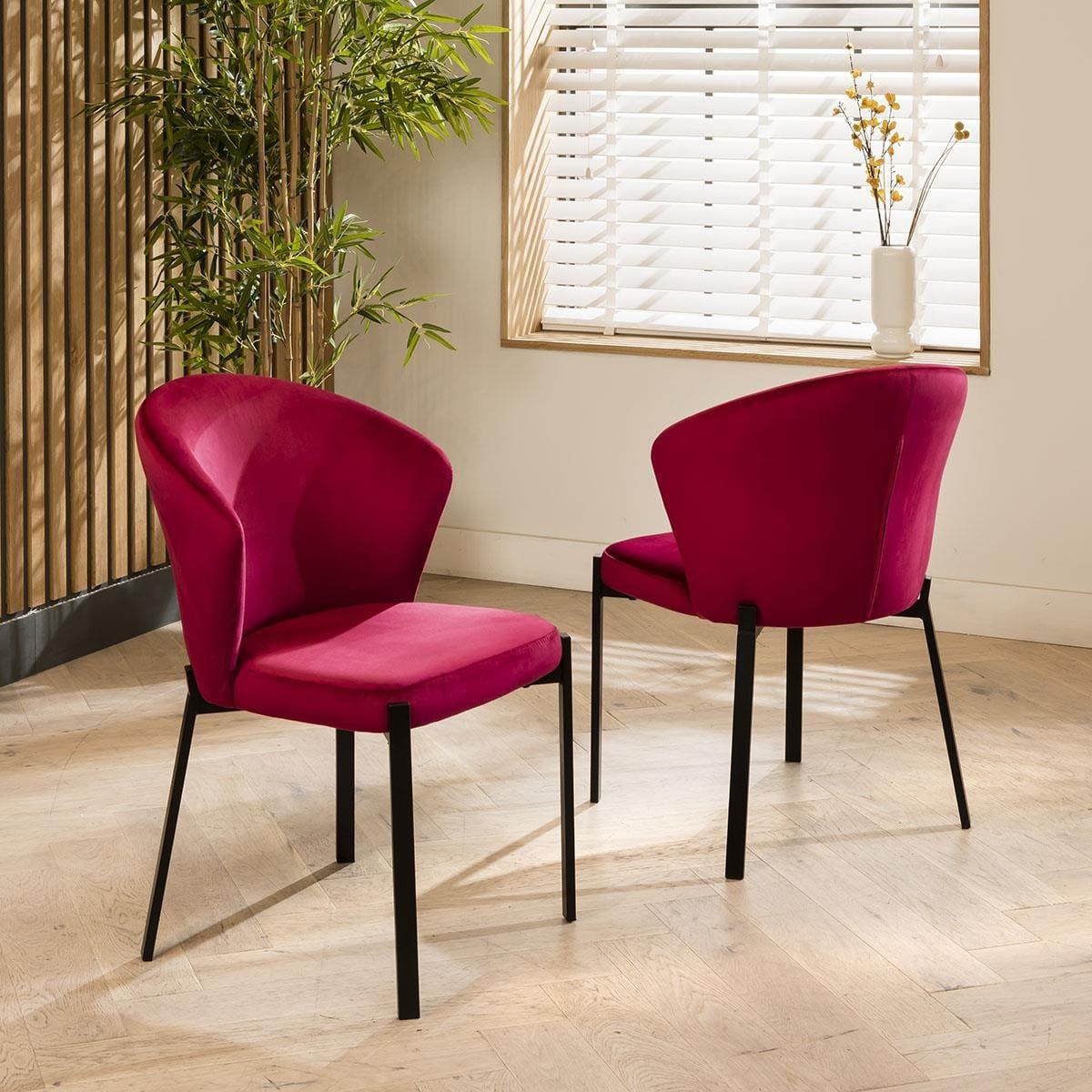 Modern 8 Chair Extending Dining Set Oak Red Velvet Chairs 175-215cm – image 4
