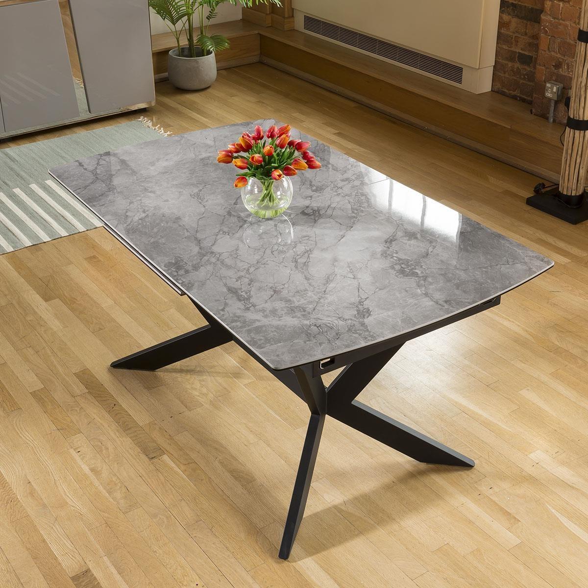 Premium Bench Dining Set - 6 Seater - Extendable Grey Ceramic Marble Table – image 11