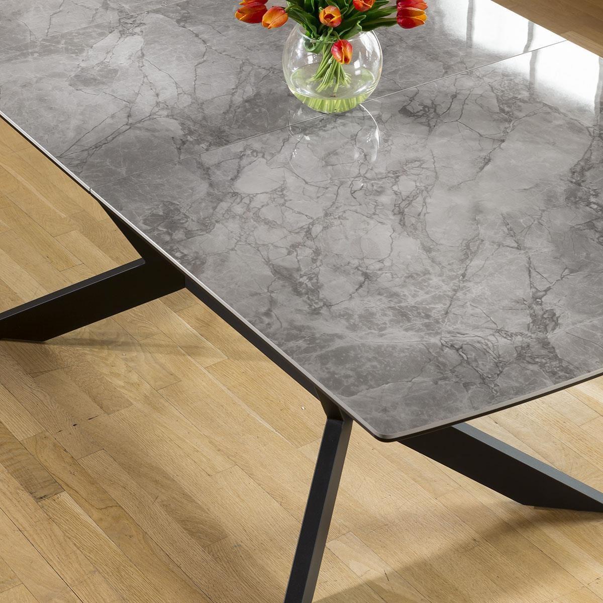 Premium Bench Dining Set - 6 Seater - Extendable Grey Ceramic Marble Table – image 9