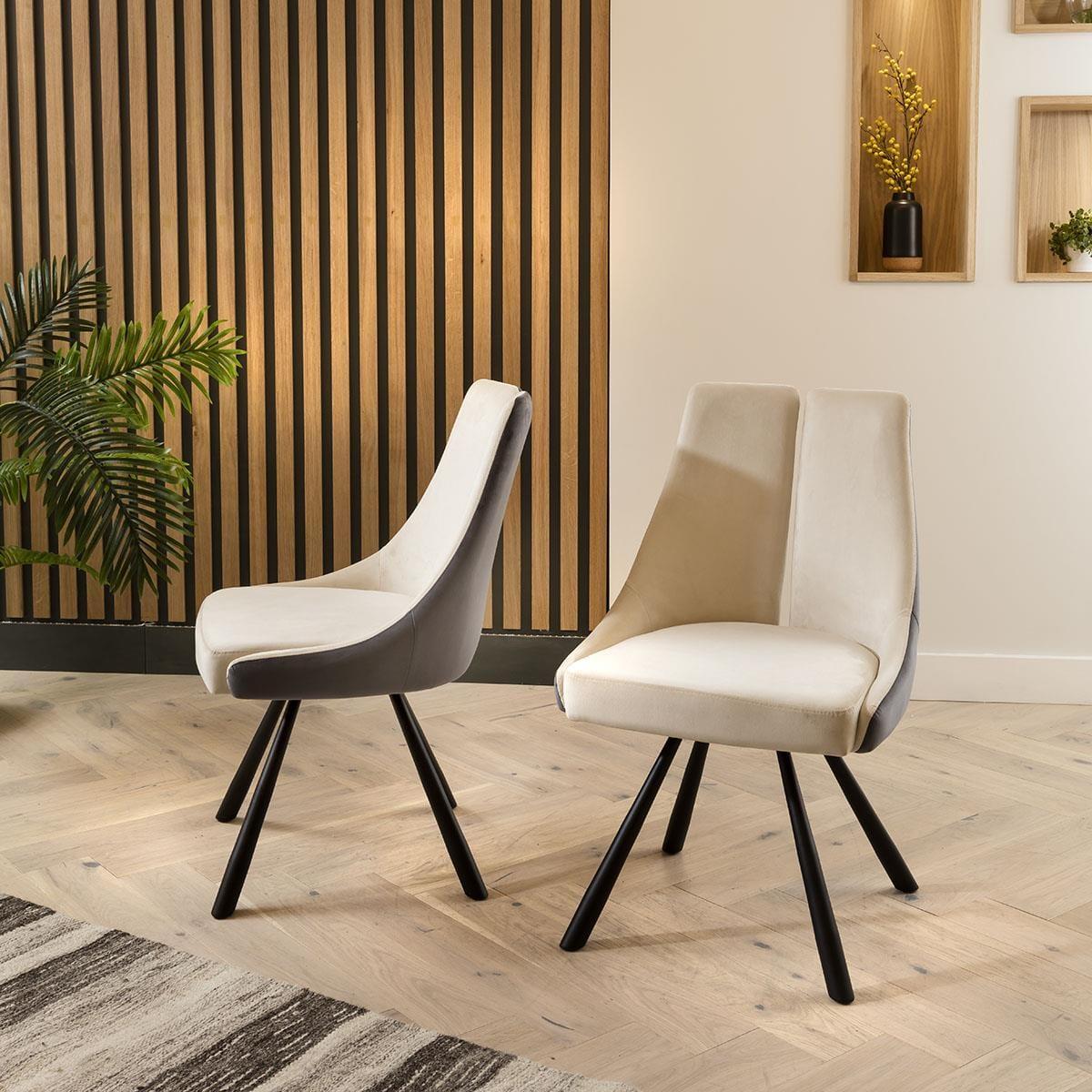 6 Seater Durable Grey Ceramic Extending Dining Table & Velvet Chairs Set – image 7