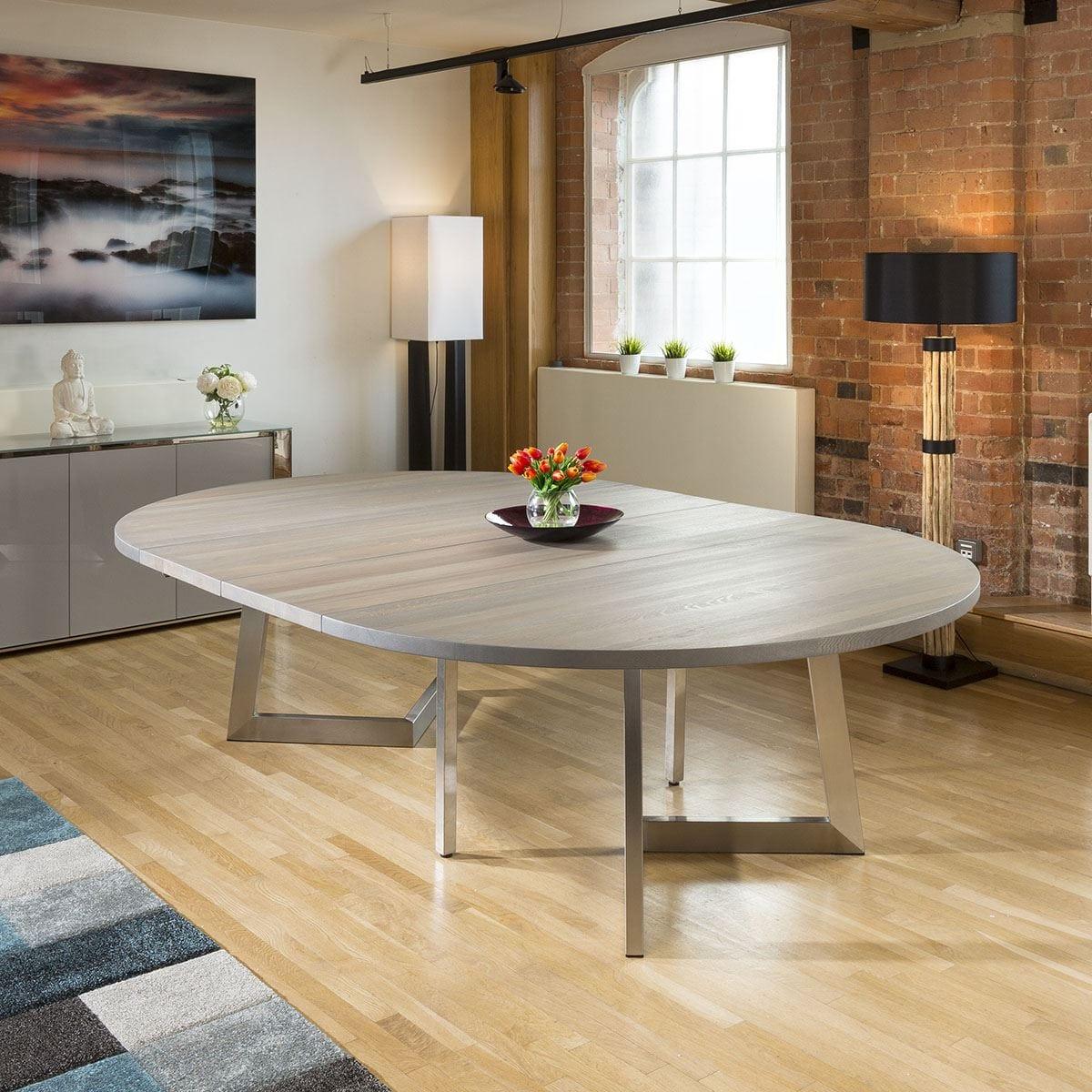 10 Seater Oval Extending Solid Wood Dining Sets Grey Charcoal 180-280cm – image 2