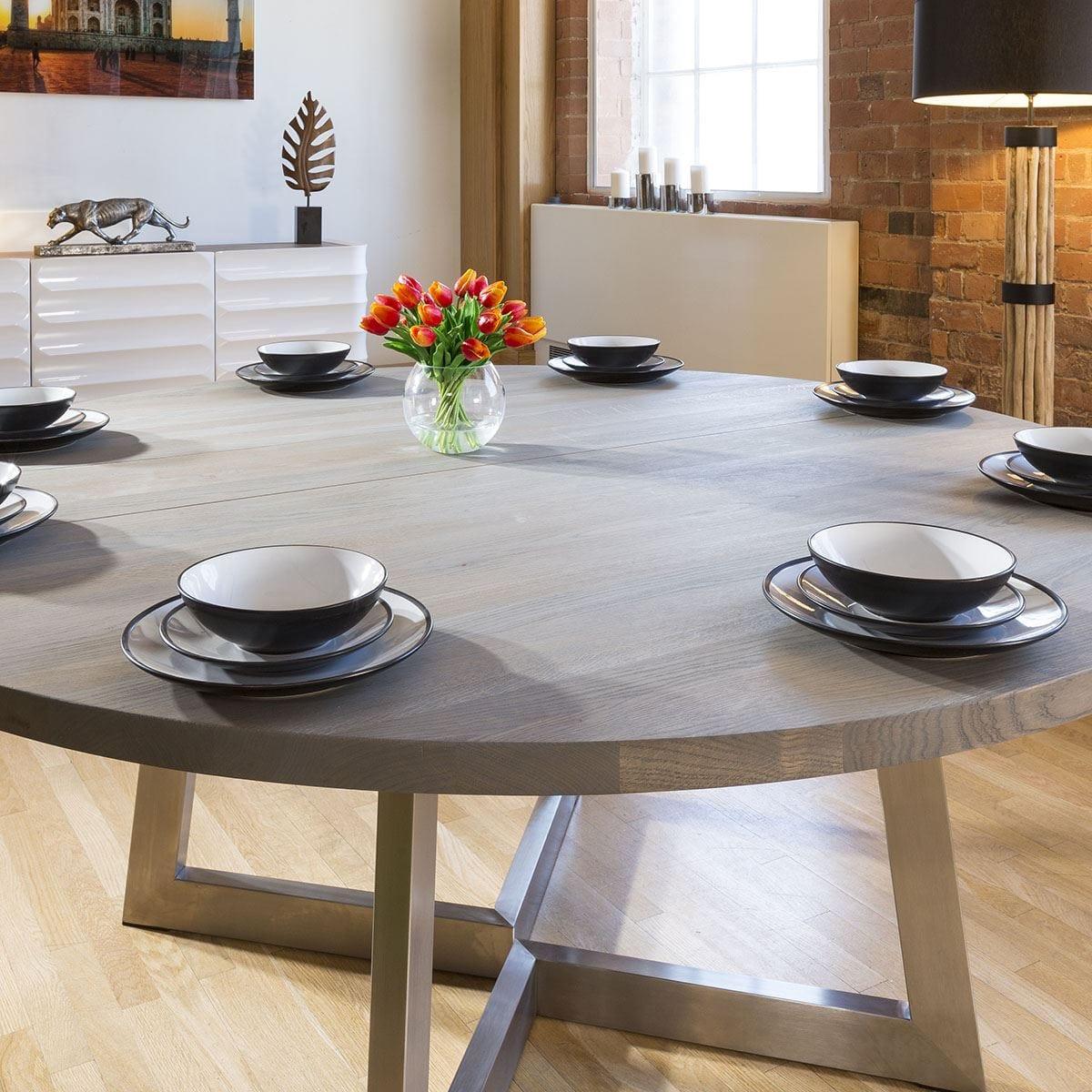 10 Seater Oval Extending Solid Wood Dining Sets Grey Charcoal 180-280cm – image 5
