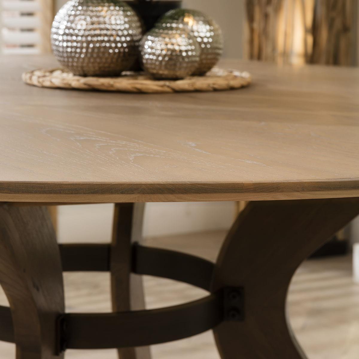 Modern 6 Chair Stained Round Solid Wooden Dining Table Set Red 150cm – image 11