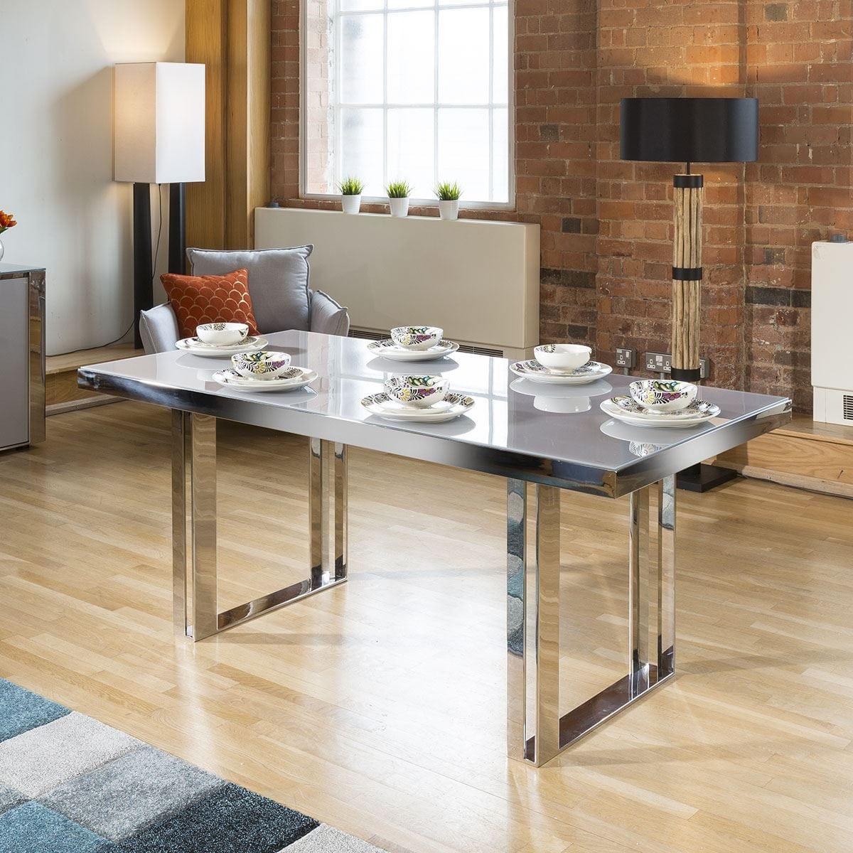 Modern 6 Seater Table And Chairs with Arms Dining Set Grey Charcoal – image 3