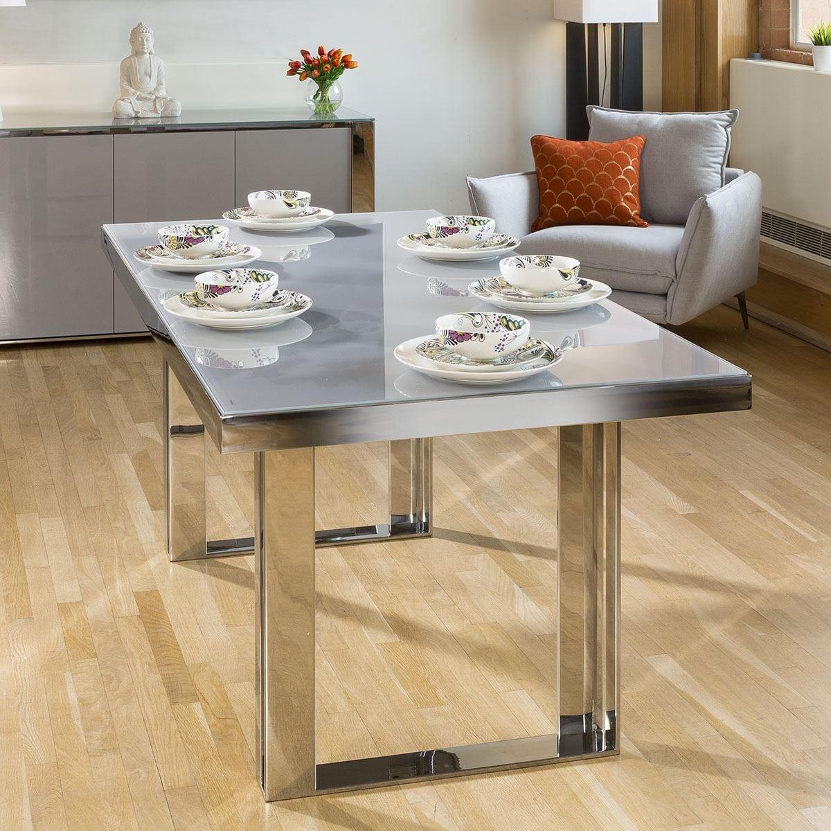 Modern 6 Seater Table And Chairs with Arms Dining Set Grey Charcoal – image 5