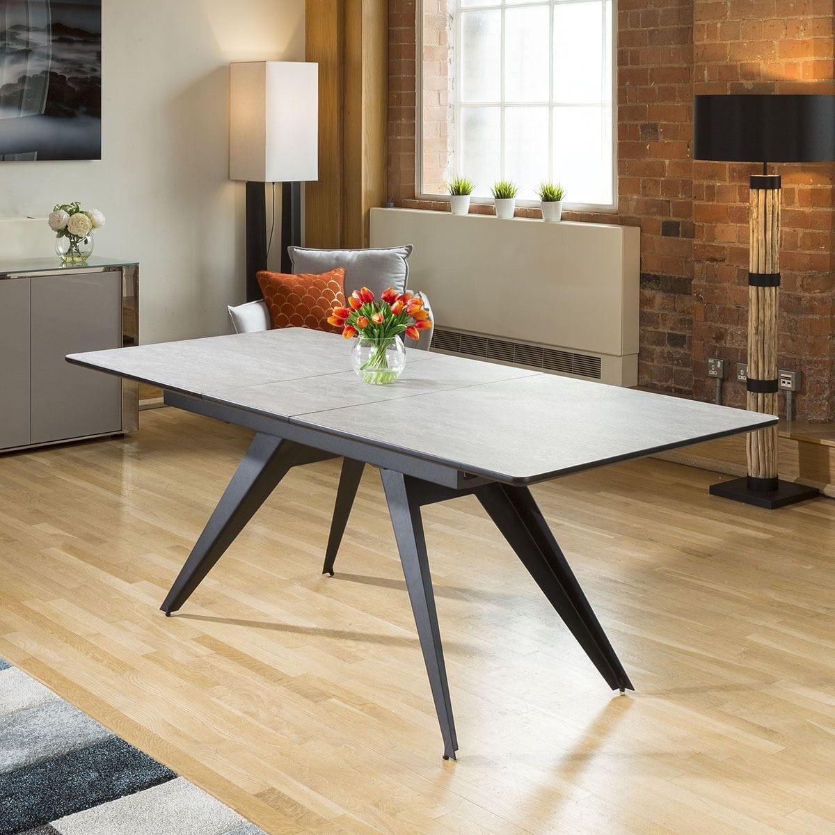 Marble Dining Table Concrete Melamine + 6 Medium Grey Carver Chairs – image 2