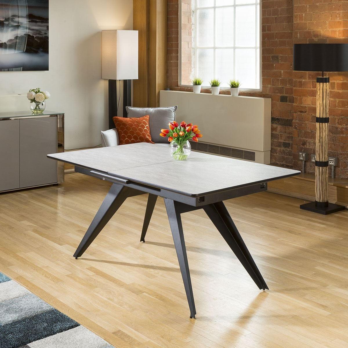 Marble Dining Table Concrete Melamine + 6 Medium Grey Carver Chairs – image 3