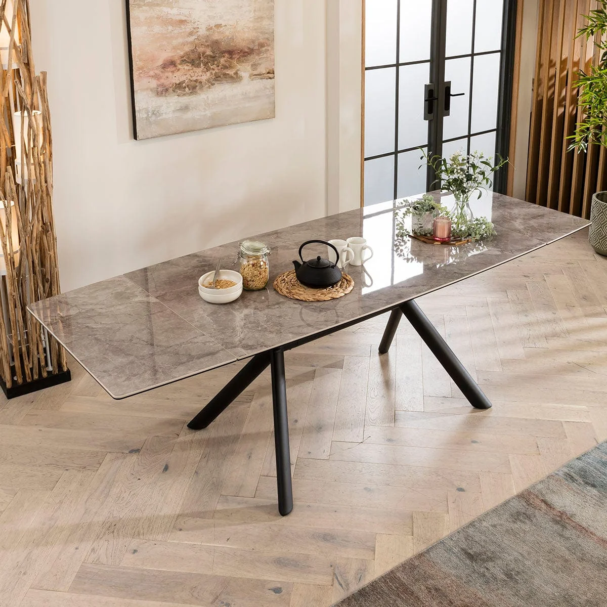 Modern 9 Seater Extendable Corner Bench Dining Set Green & Grey Ceramic LRBB1 – image 7