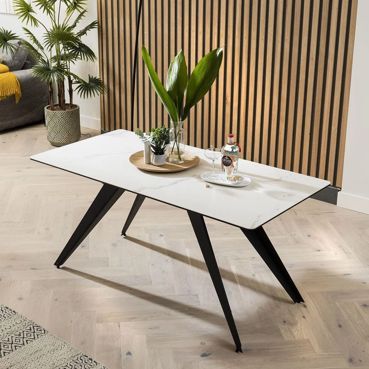 Zena 6 Seater Ceramic Bench Dining Set Grey & White – image 5