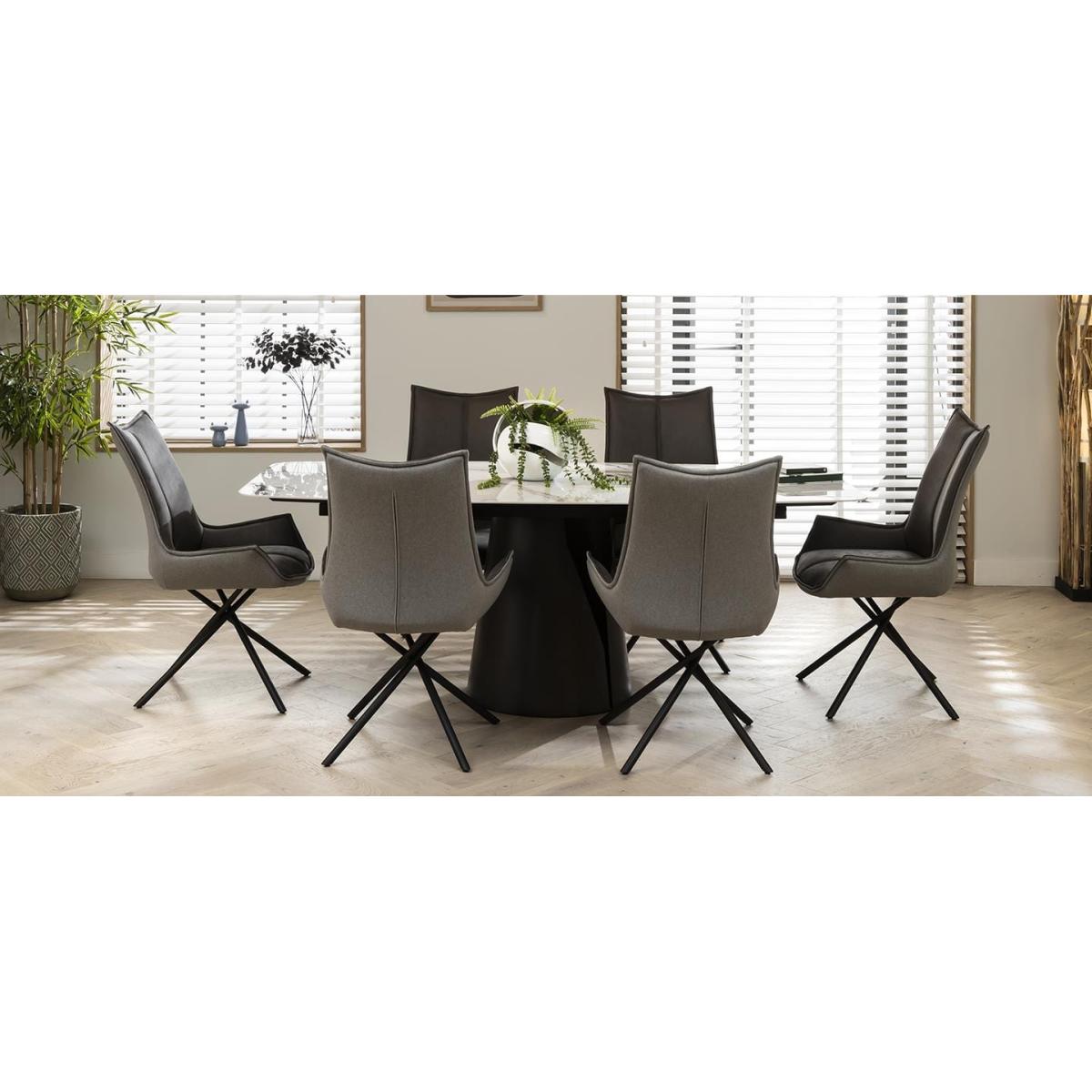 6 Seater Dining Set - Large Ceramic Dining Table And Grey Chairs – image 4