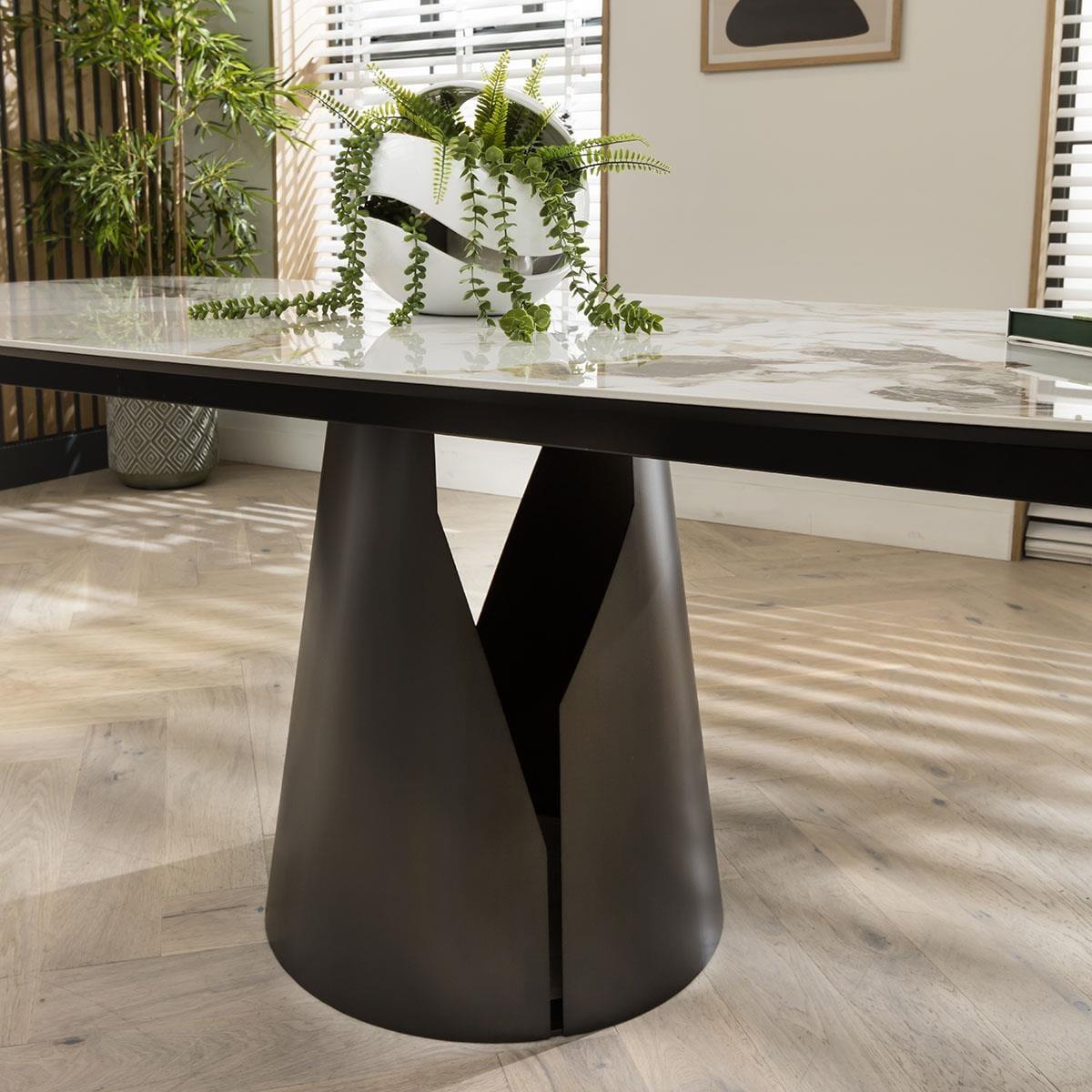 6 Seater Dining Set - Large Ceramic Dining Table And Grey Chairs – image 7