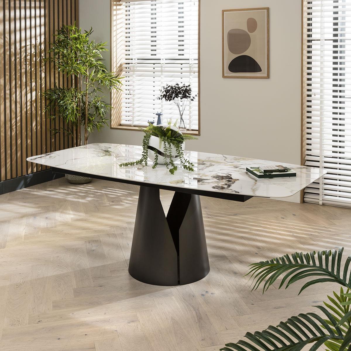 6 Seater Dining Set - Large Ceramic Dining Table And Grey Chairs – image 8