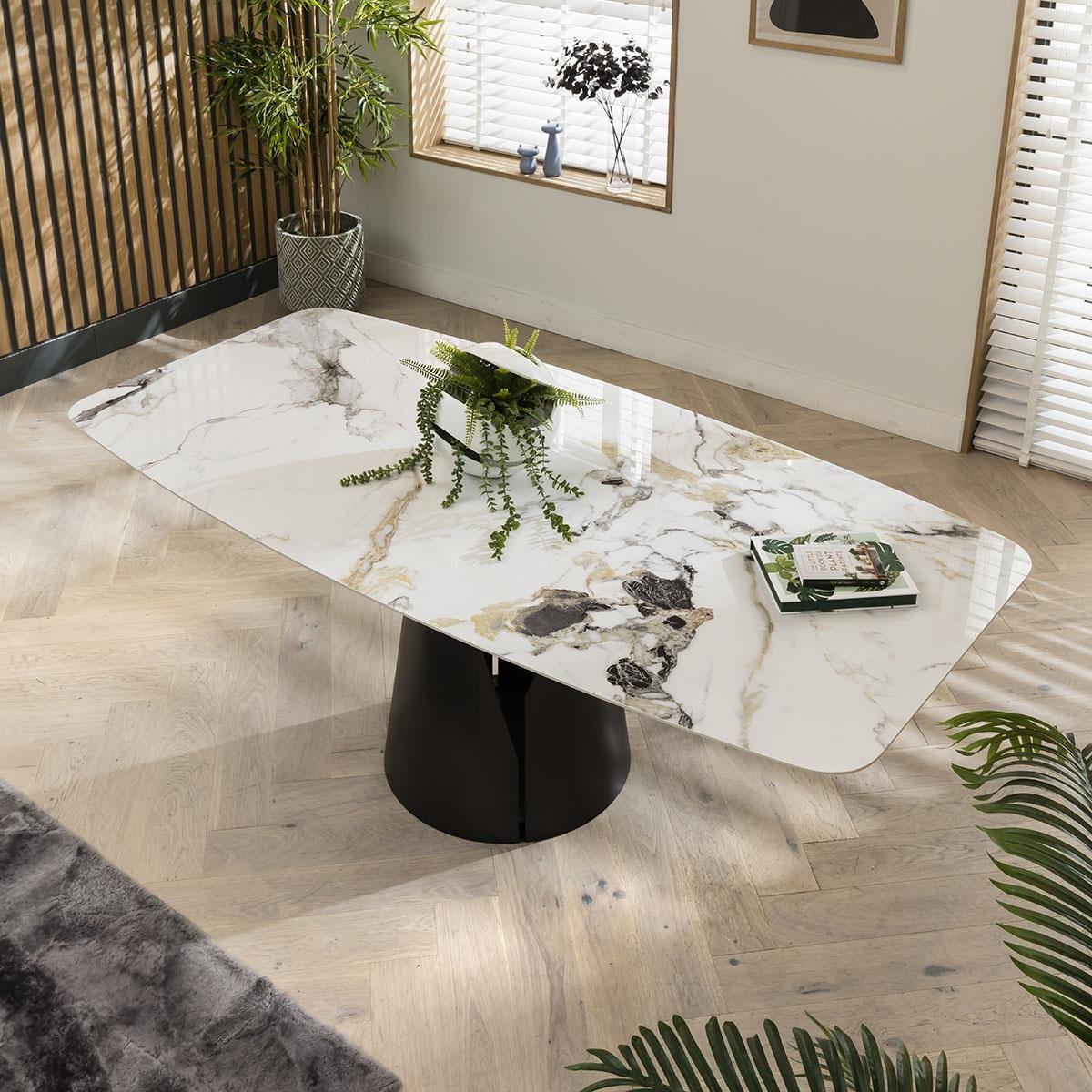 6 Seater Dining Set - Large Ceramic Dining Table And Grey Chairs – image 9