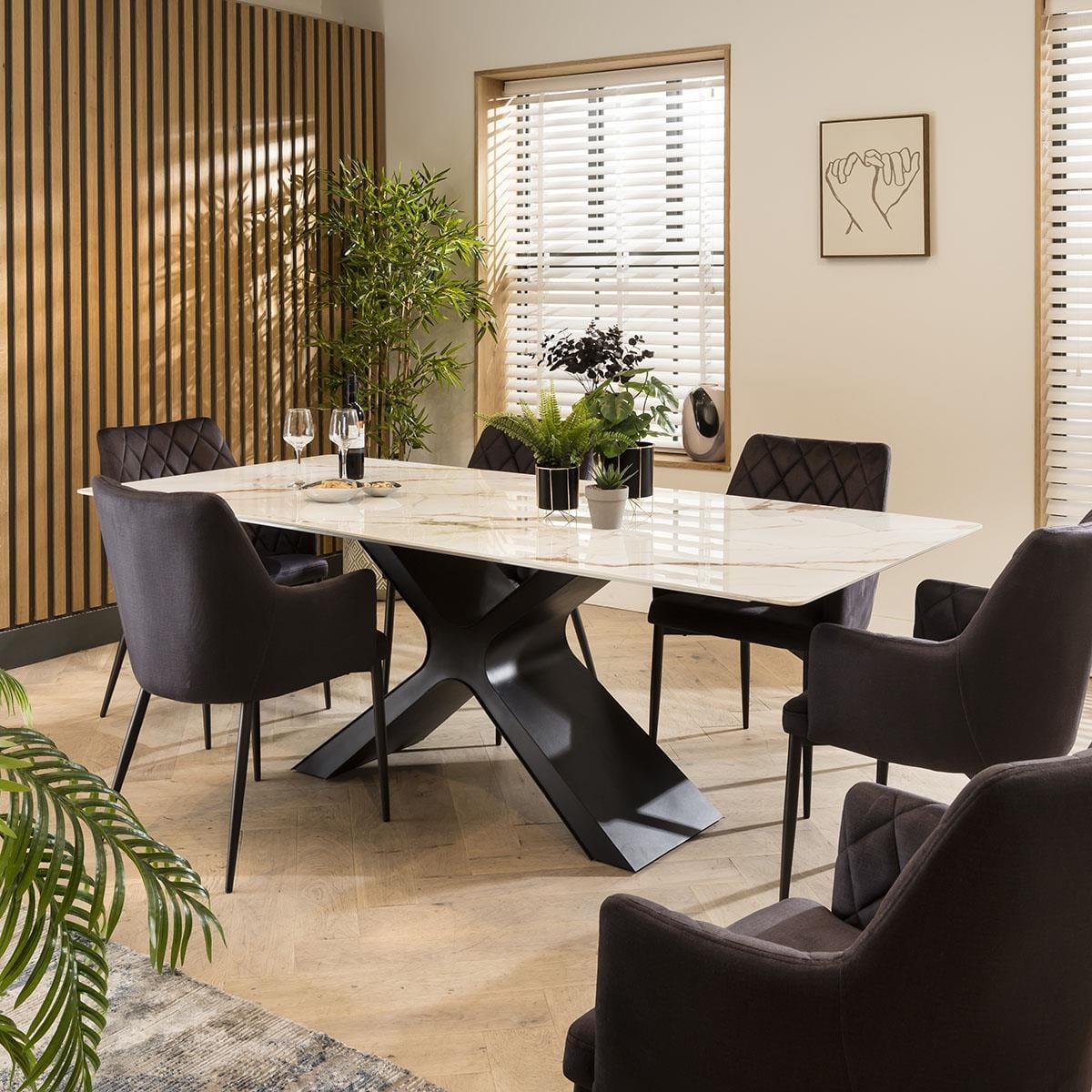 Duke 6 Seater Ceramic Dining Set Grey – image 2