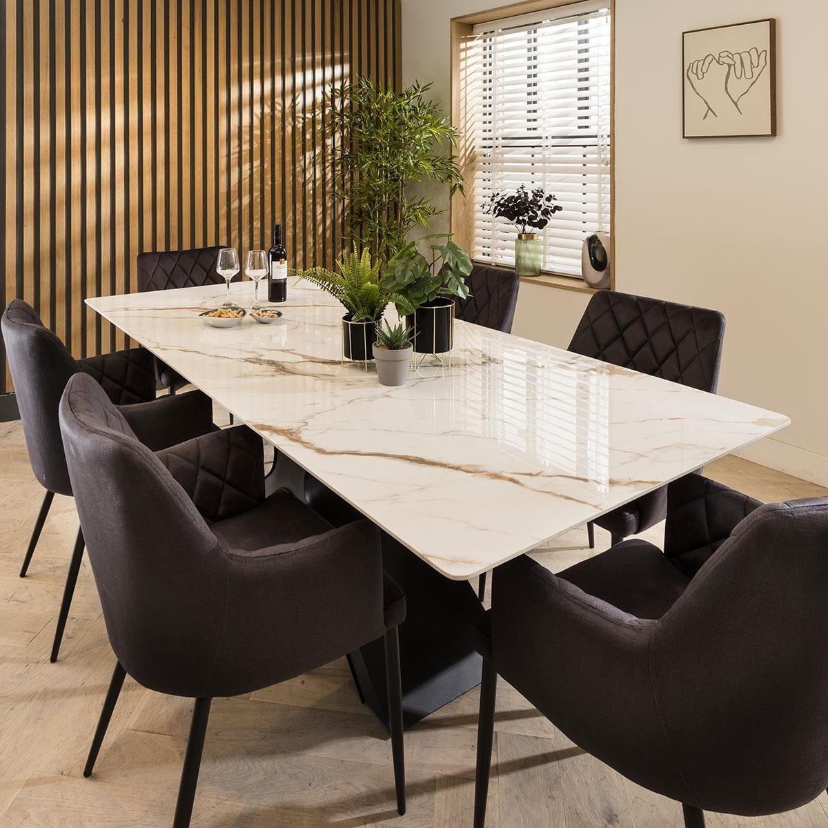 Duke 6 Seater Ceramic Dining Set Grey – image 3