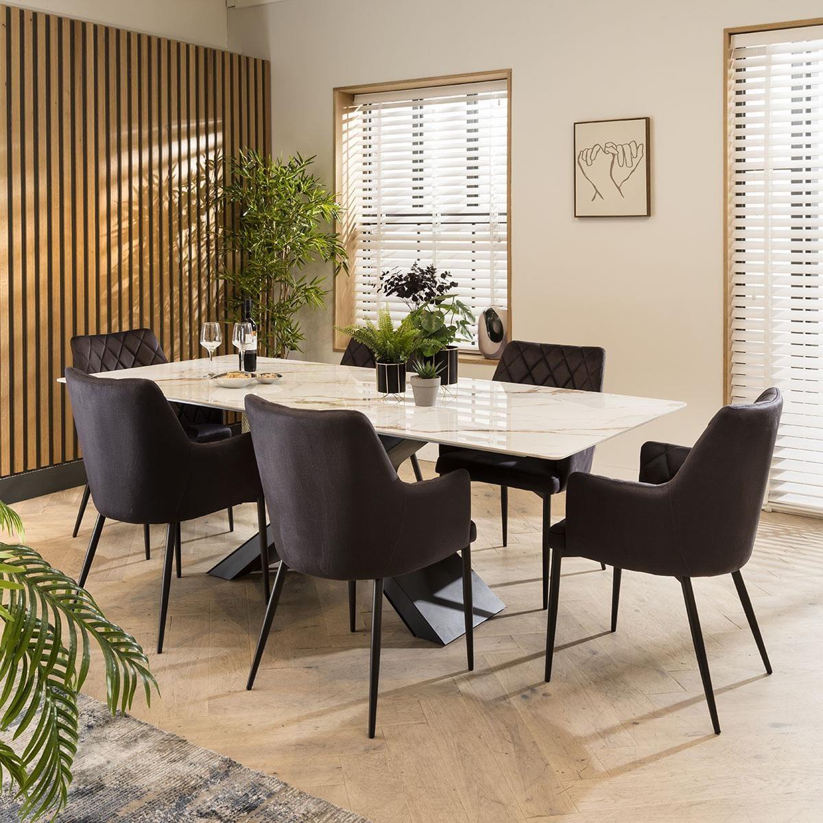 Duke 6 Seater Ceramic Dining Set Grey – image 4