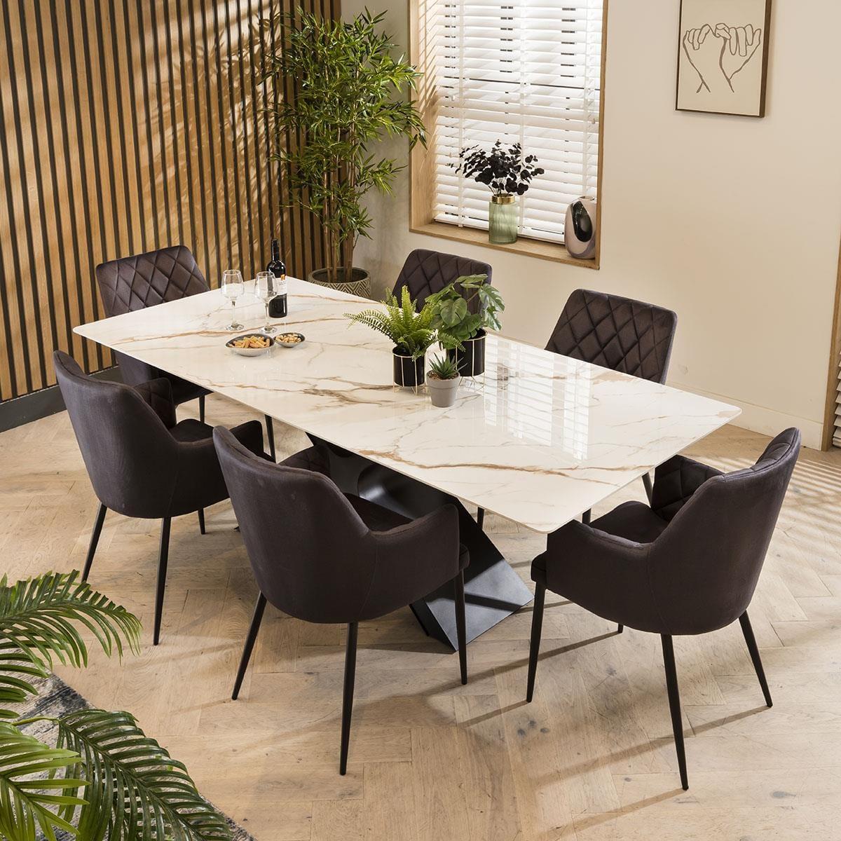 Duke 6 Seater Ceramic Dining Set Grey – image 1