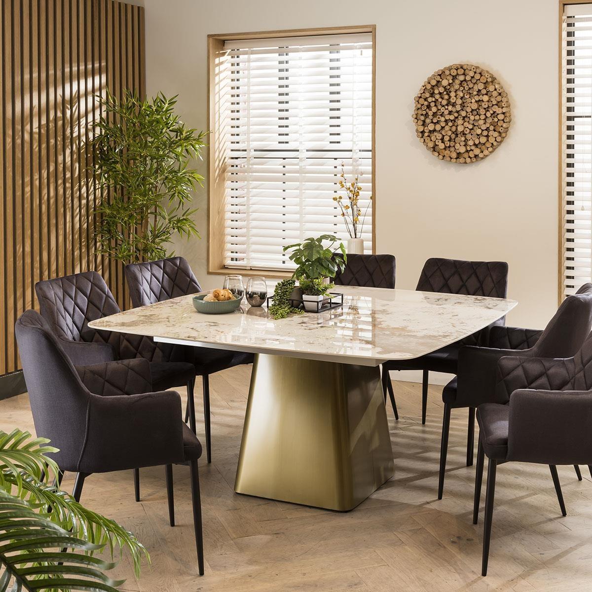 Duke 8 Seater Square Ceramic Dining Set Grey – image 2