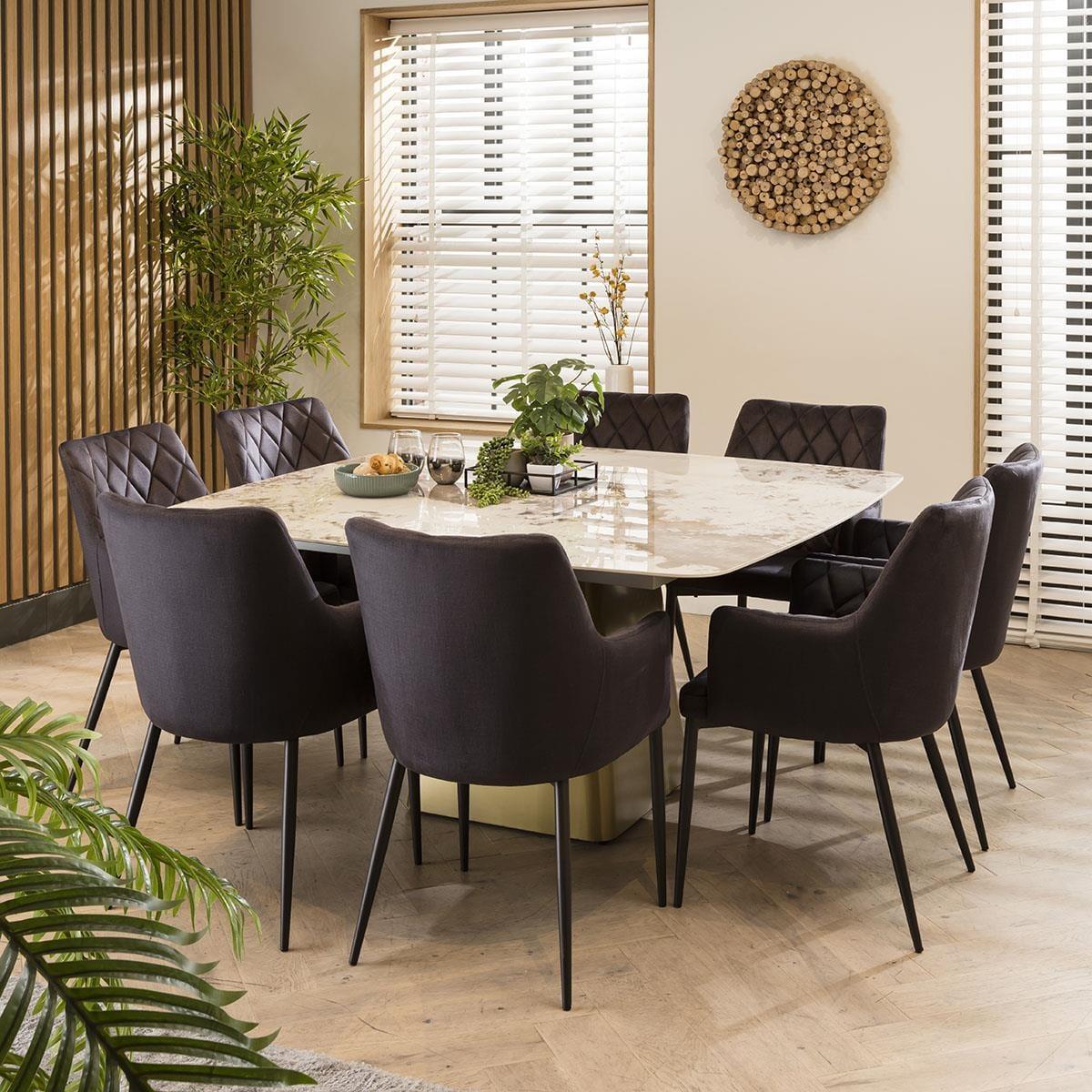 Duke 8 Seater Square Ceramic Dining Set Grey – image 1