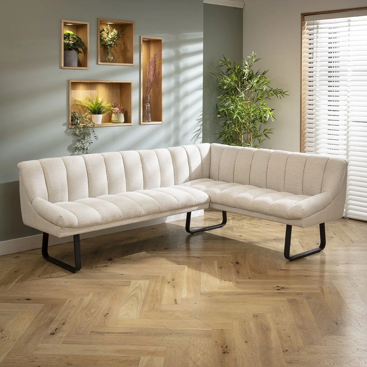 Modern 8 Seater Extendable Corner Bench Dining Set Stone & Grey Ceramic L3 – image 7