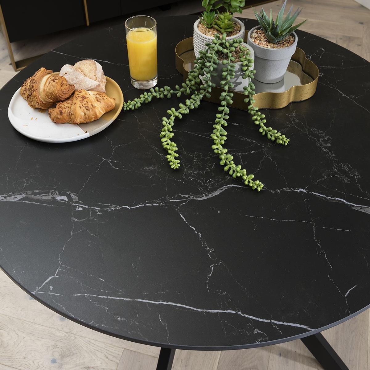 Luxury 2 Seater Round Bistro Dining Set - Black Ceramic Marble Table - Grey Chairs – image 2