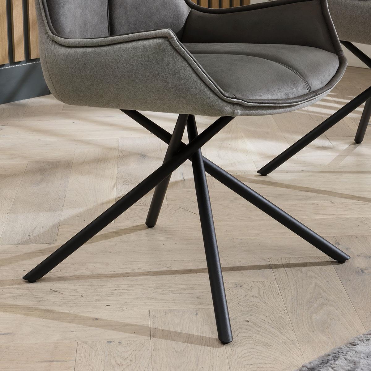 Luxury 2 Seater Round Bistro Dining Set - Black Ceramic Marble Table - Grey Chairs – image 6