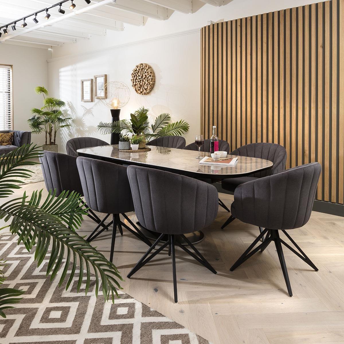 Quatropi 8 Seater Dining Table & Chairs | Extending Ceramic Table, Grey Carver Chairs – image 2