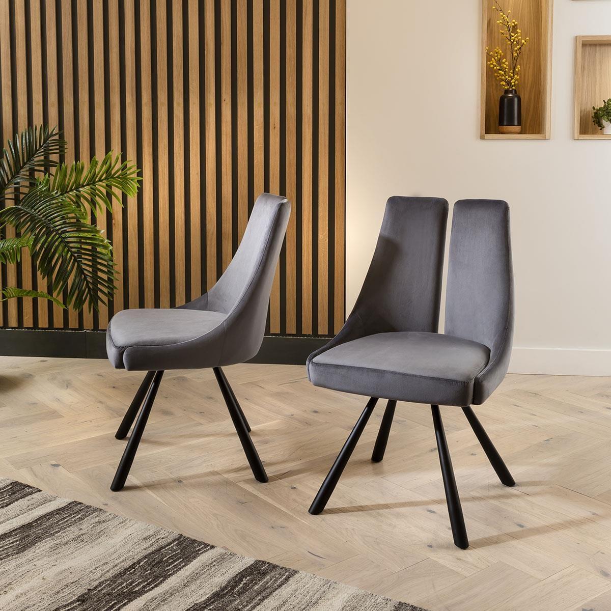 White Extendable Ceramic Dining Table & 6 Grey Designer Velvet Chairs Set – image 10