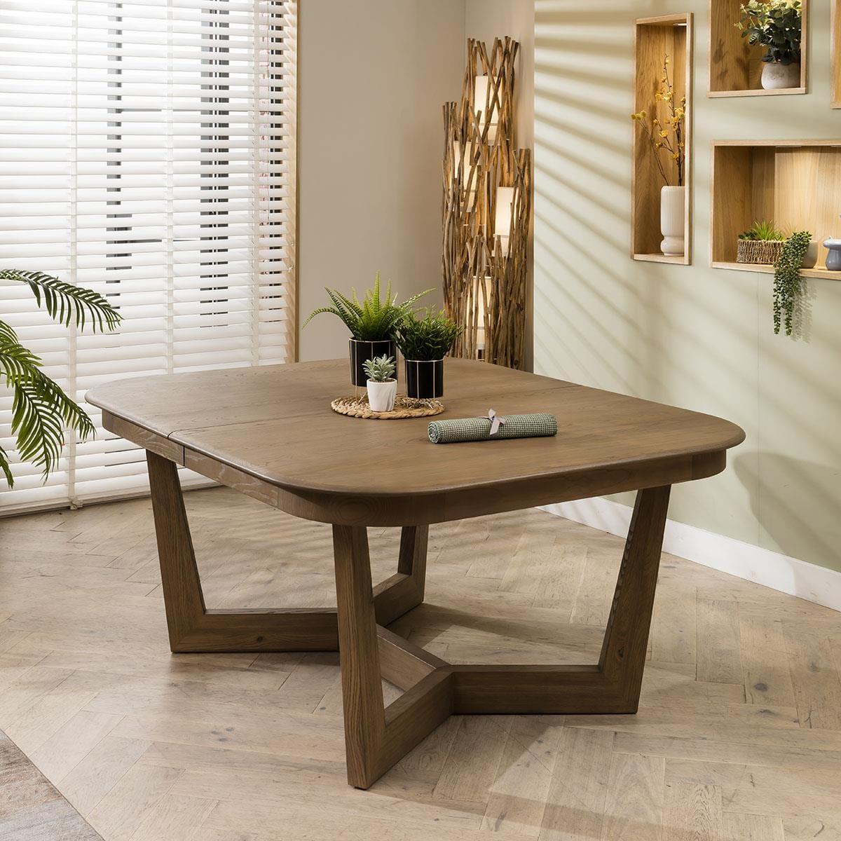 8 Chair Stained Solid Wood Extending Dining Set Grey Boucle 160-230cm – image 9