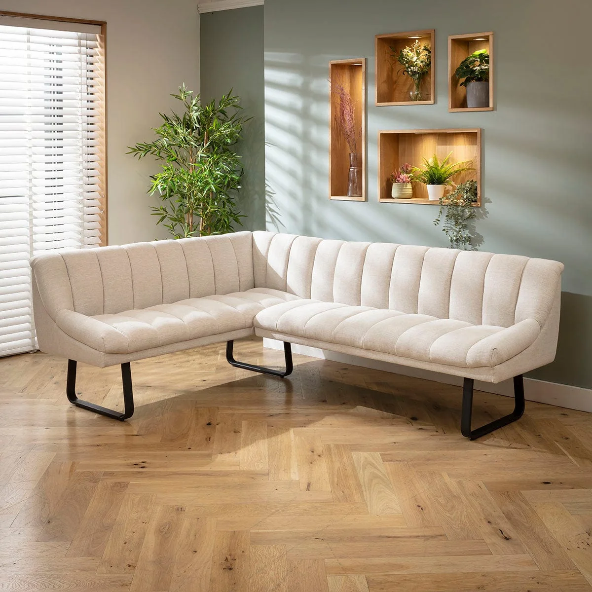 Modern 7 Seater Extendable Corner Bench Dining Set Stone & Grey Ceramic R2 – image 8