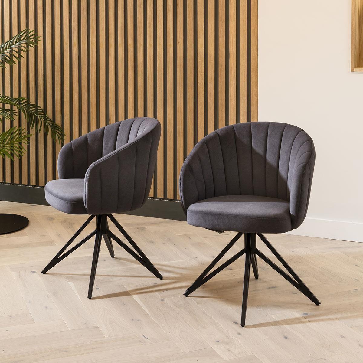 Large 8 Seater Large Gloss Grey Oak Dining Table and Luxury Swivel Chairs – image 7
