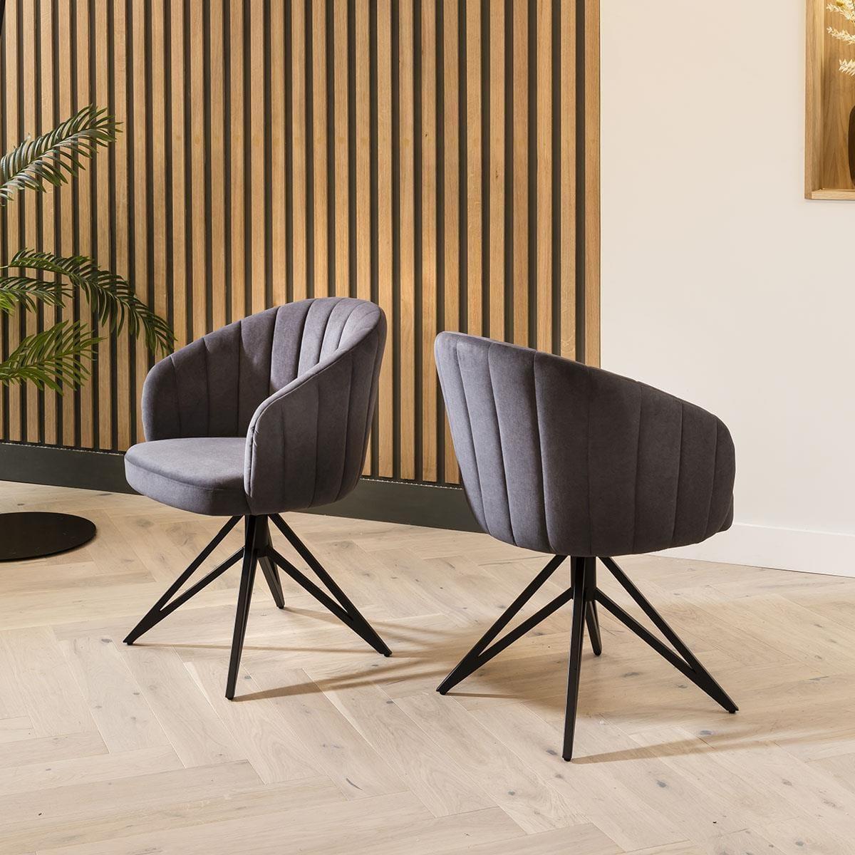 Large 8 Seater Large Gloss Grey Oak Dining Table and Luxury Swivel Chairs – image 8