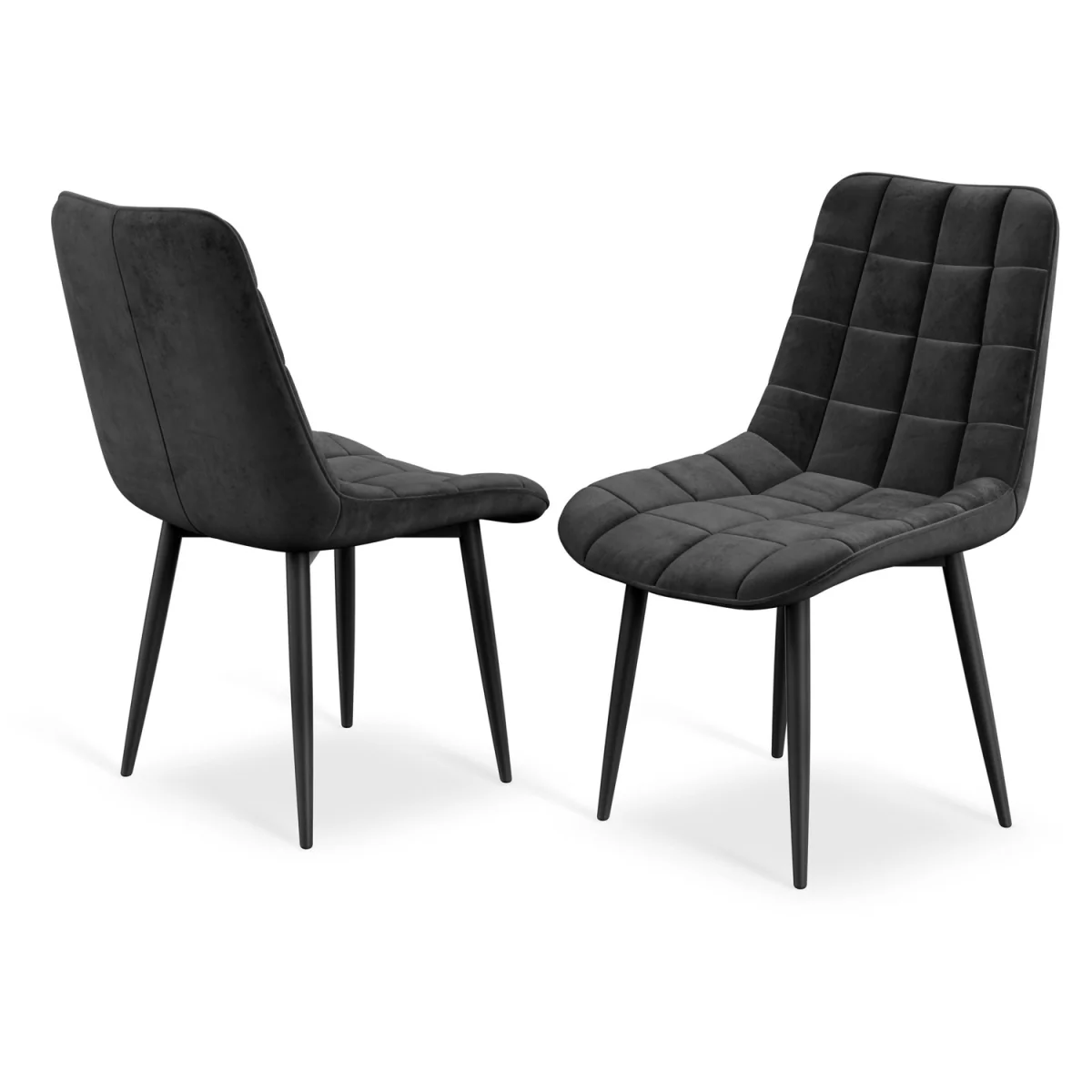 Calne White Marble Table W Blk Leg+ Nova Velvet Dining Chair Set Of 4 - Black – image 6