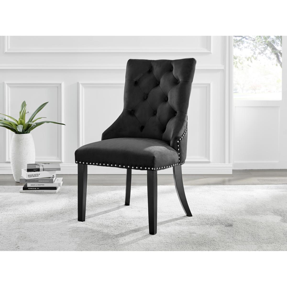 Athens Beige Stone Dining Table and 6 Belgravia Black Leg Chairs - Black – image 2