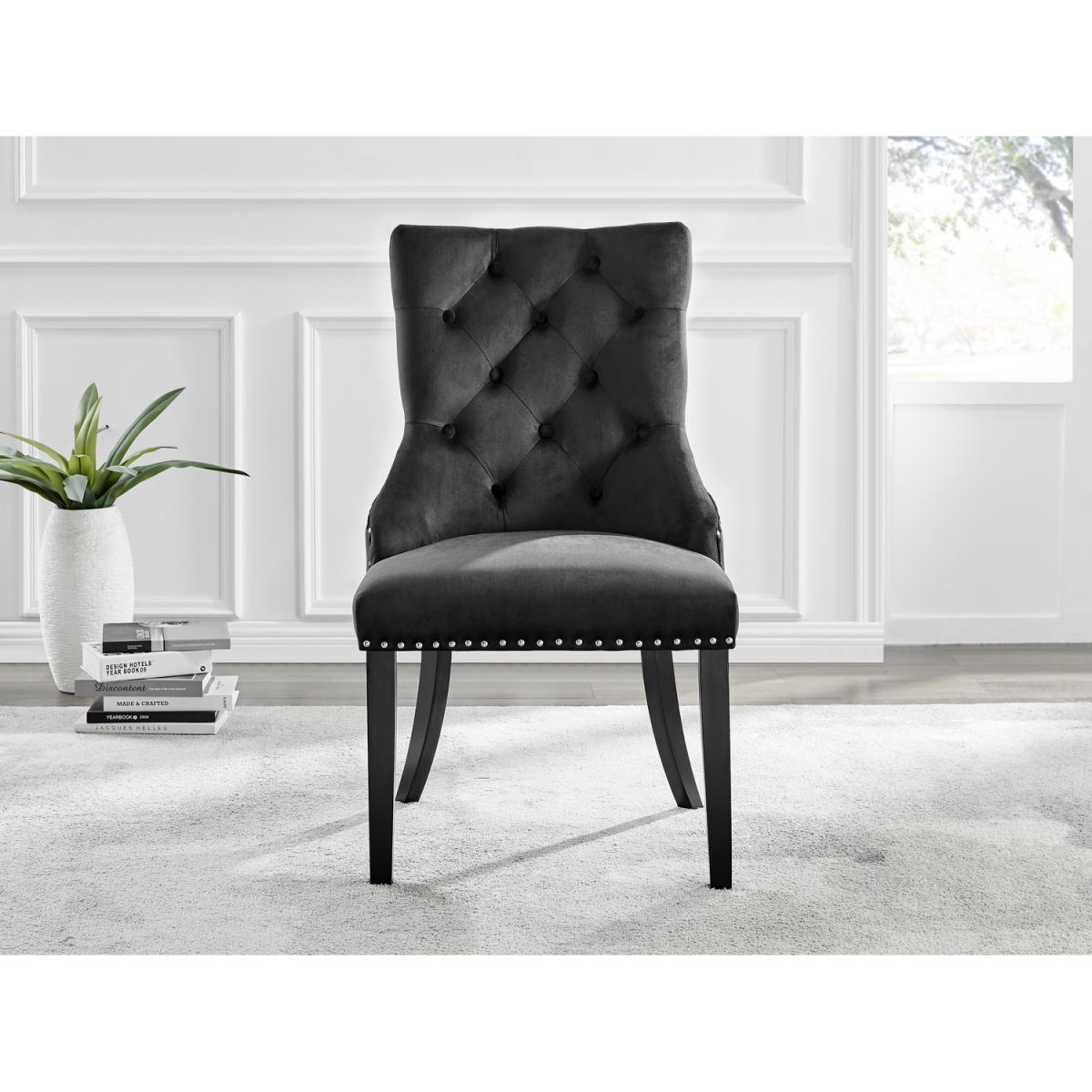 Athens Beige Stone Dining Table and 6 Belgravia Black Leg Chairs - Black – image 9