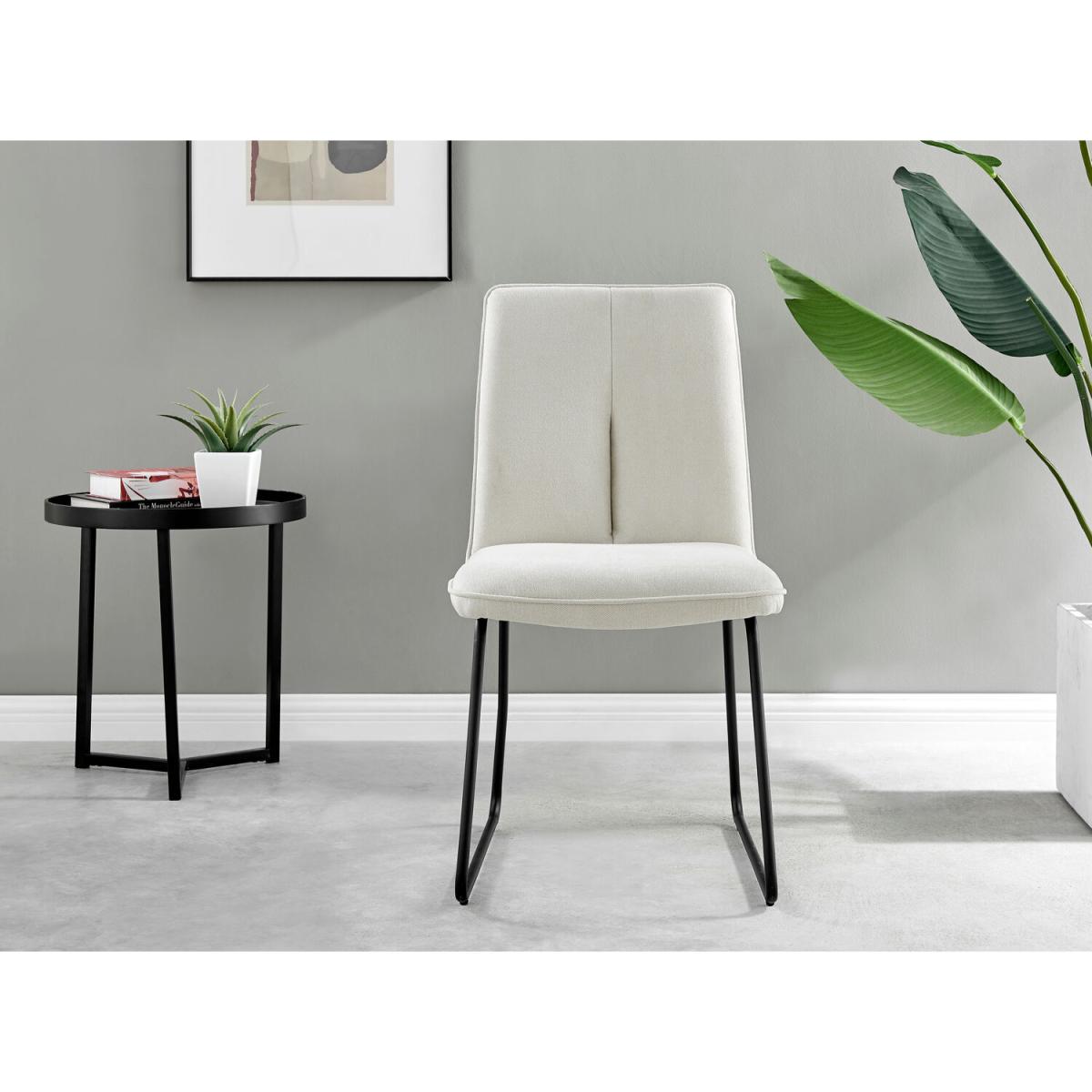 Malmo Glass and Wooden Leg Dining Table and 4 Halle Chairs - Cream – image 2