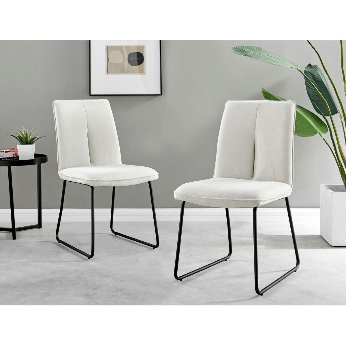 Malmo Glass and Wooden Leg Dining Table and 4 Halle Chairs - Cream – image 11