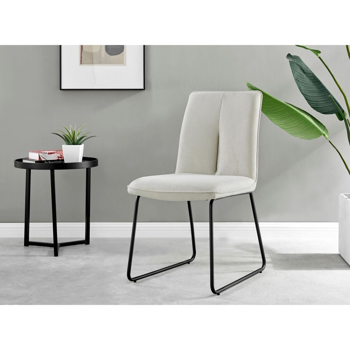 Malmo Glass and Wooden Leg Dining Table and 4 Halle Chairs - Cream – image 13