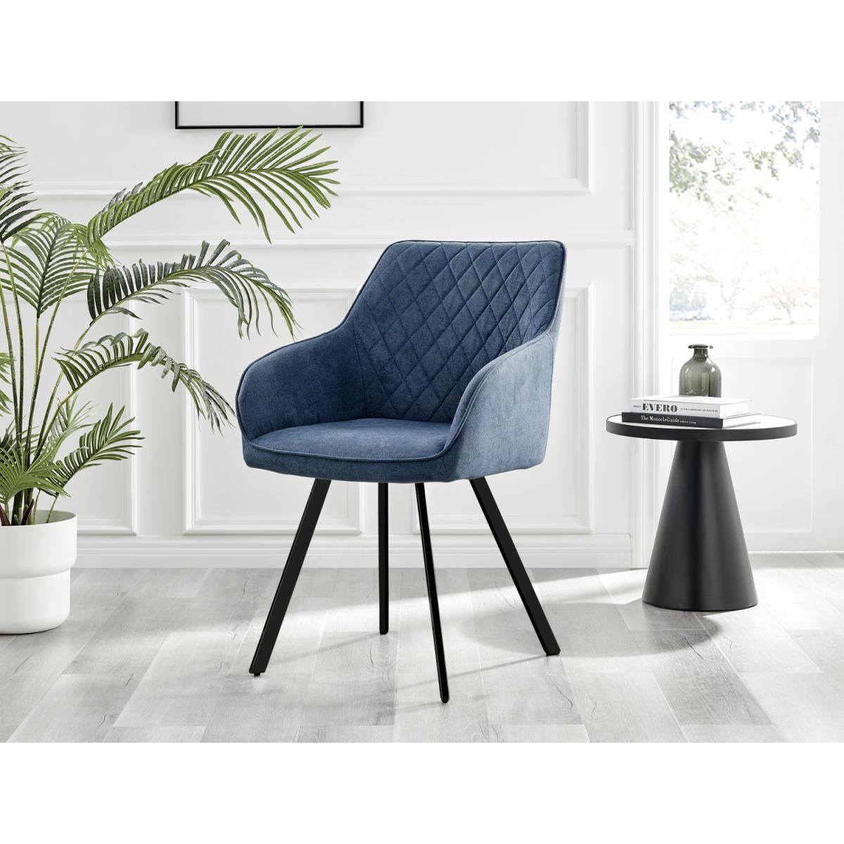Anders Honey Solid Wood Dining Table  6 Falun Black Leg Chairs - Blue – image 7