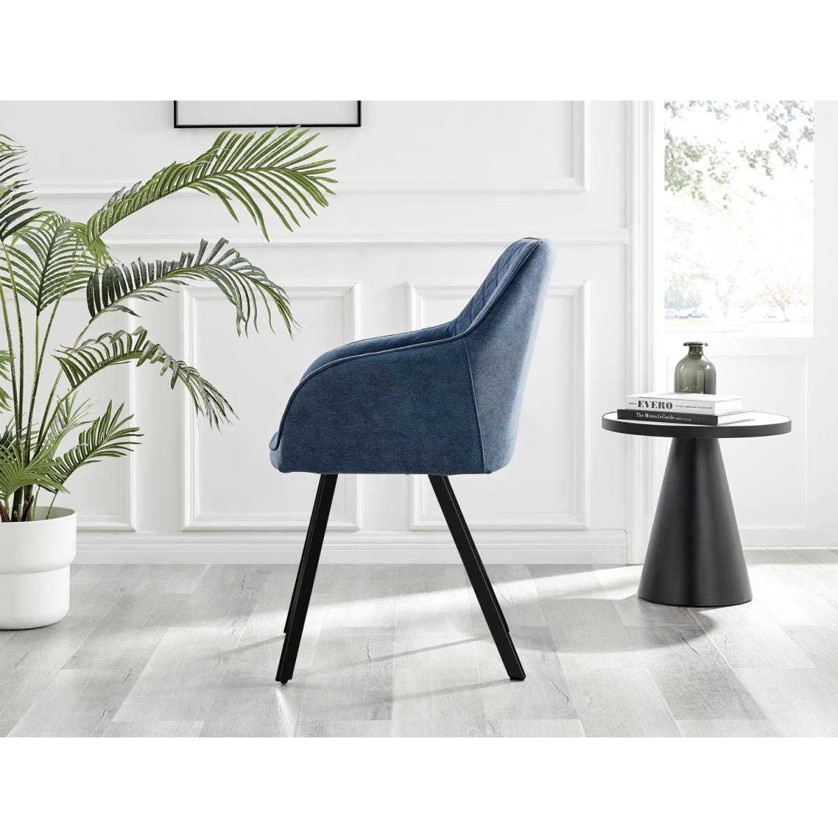 Anders Honey Solid Wood Dining Table  6 Falun Black Leg Chairs - Blue – image 8