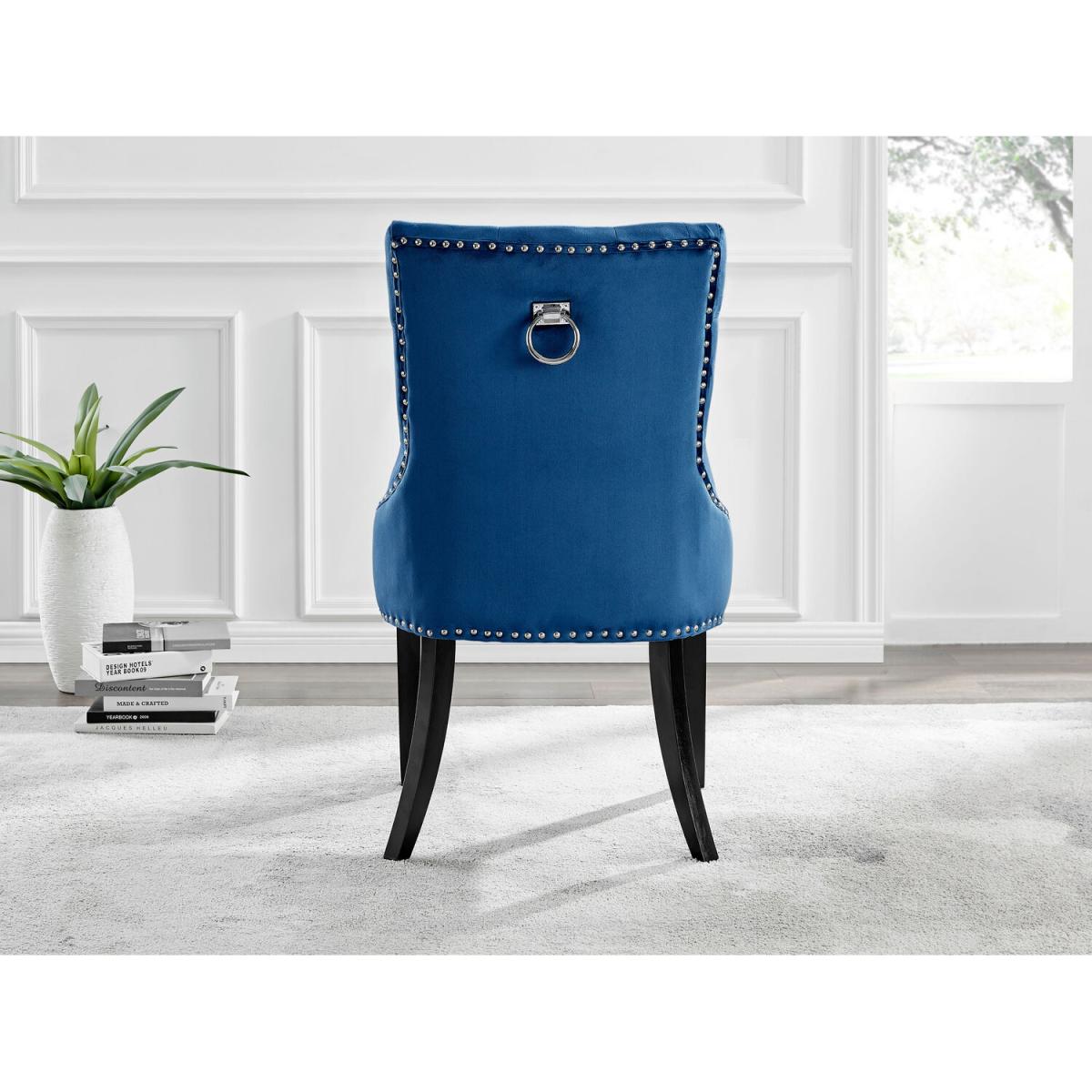 Kylo White High Gloss Dining Table 6 Belgravia Black Leg Chairs - Blue – image 3
