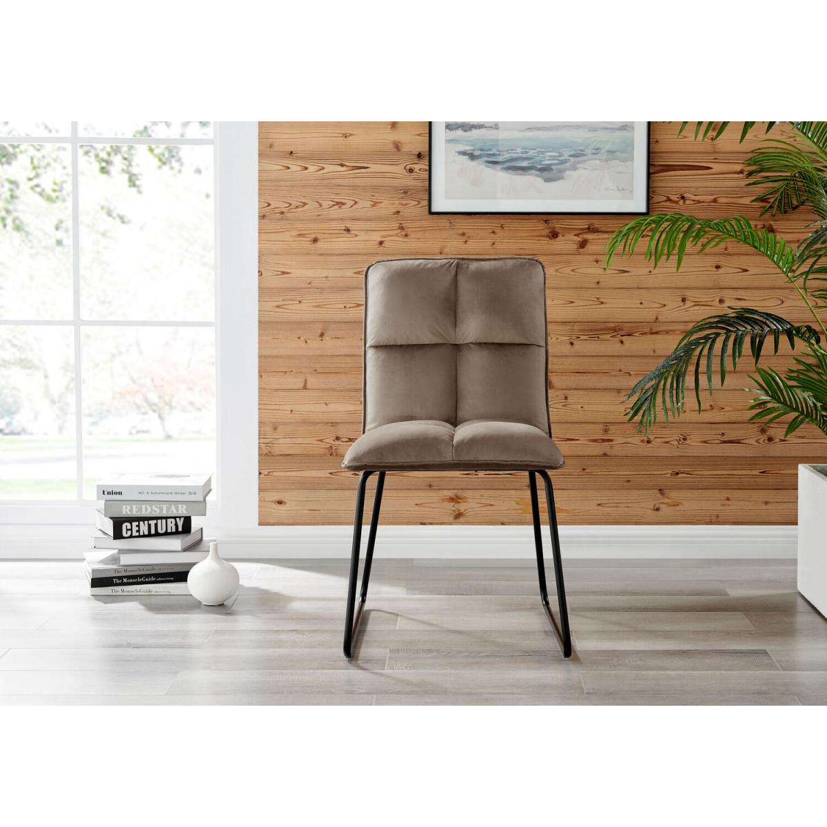 Carson White Marble Effect Square Dining Table and 2 Menen Chairs - Taupe – image 9
